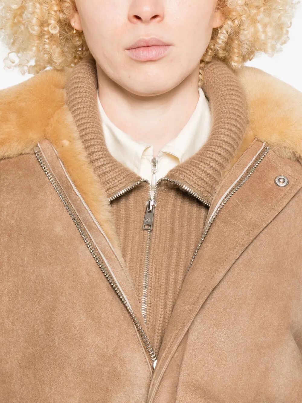 Prada Women Shearling Bomber Jacket PRADA