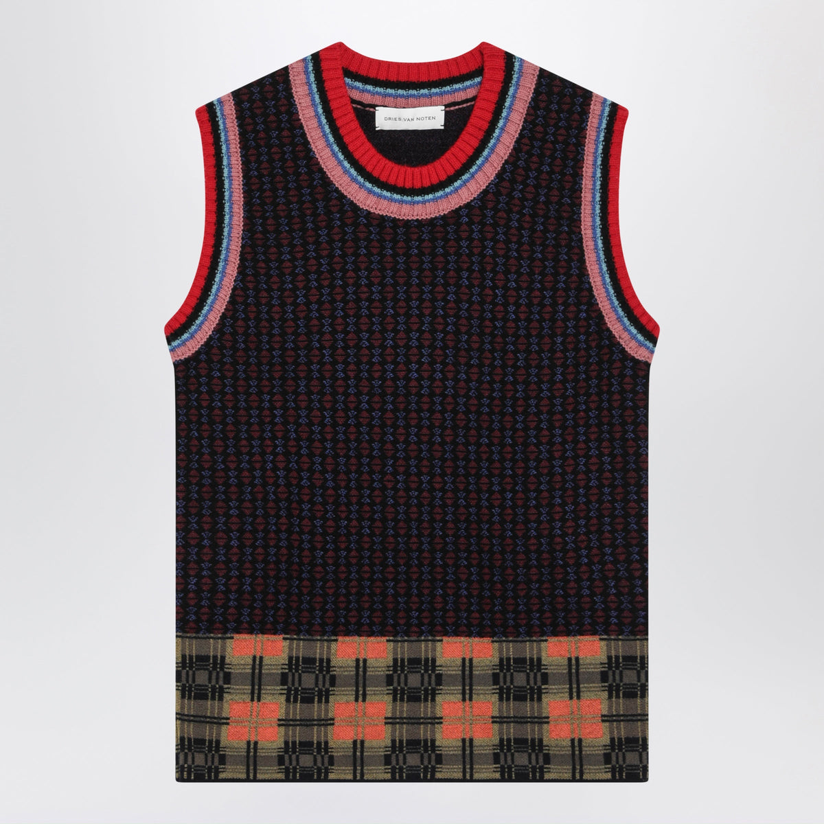 Dries Van Noten Bordeaux Jacquard Vest In Wool And Viscose Women DRIES VAN NOTEN
