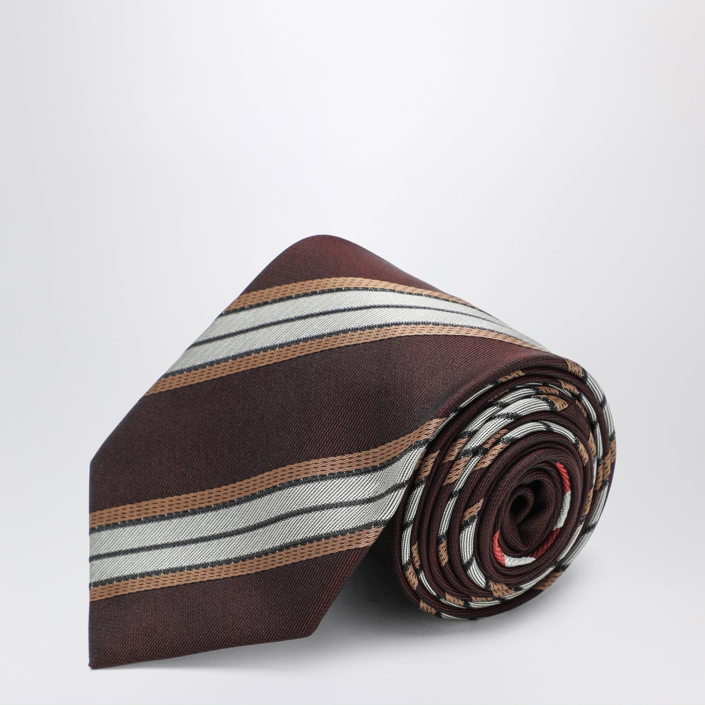 Dries Van Noten Burgundy Striped Silk Tie Women DRIES VAN NOTEN