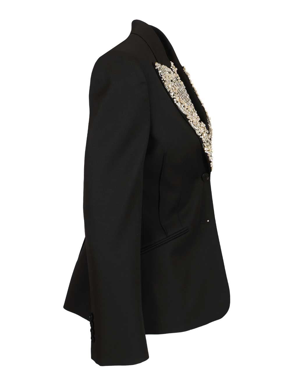 Mcqueen Women Single-Breasted Jacket With Chainmail-Style Embroidery ALEXANDER MCQUEEN