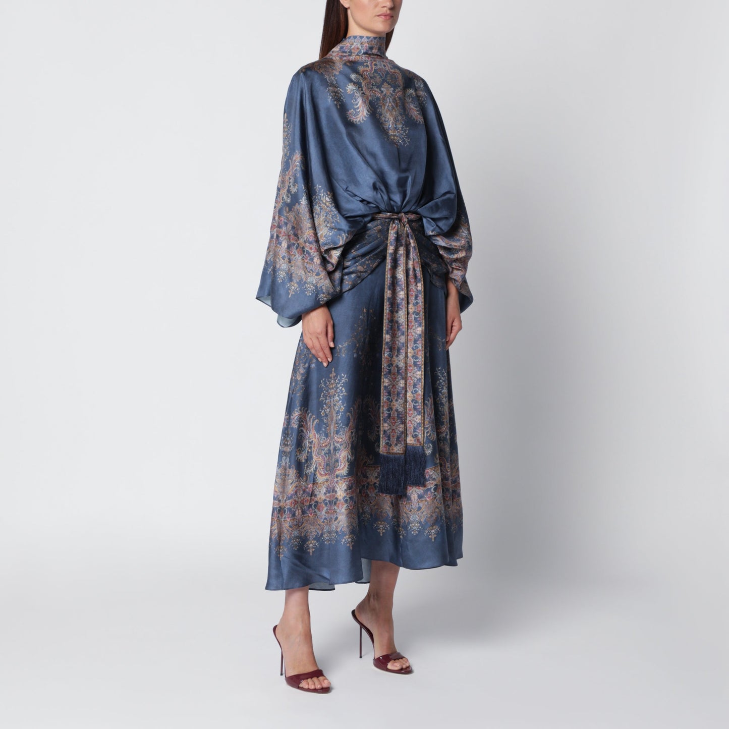 Zimmermann Valiant Navy Blue Silk Long Dress Women ZIMMERMANN