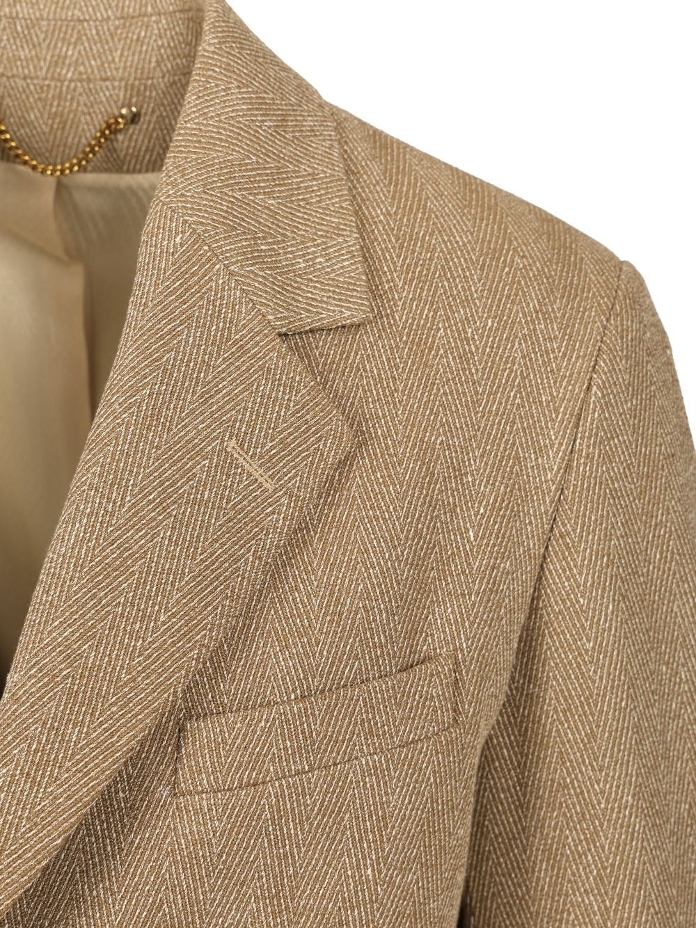 Golden Goose Men Single-Breasted Chevron Linen Blend Blazer GOLDEN GOOSE