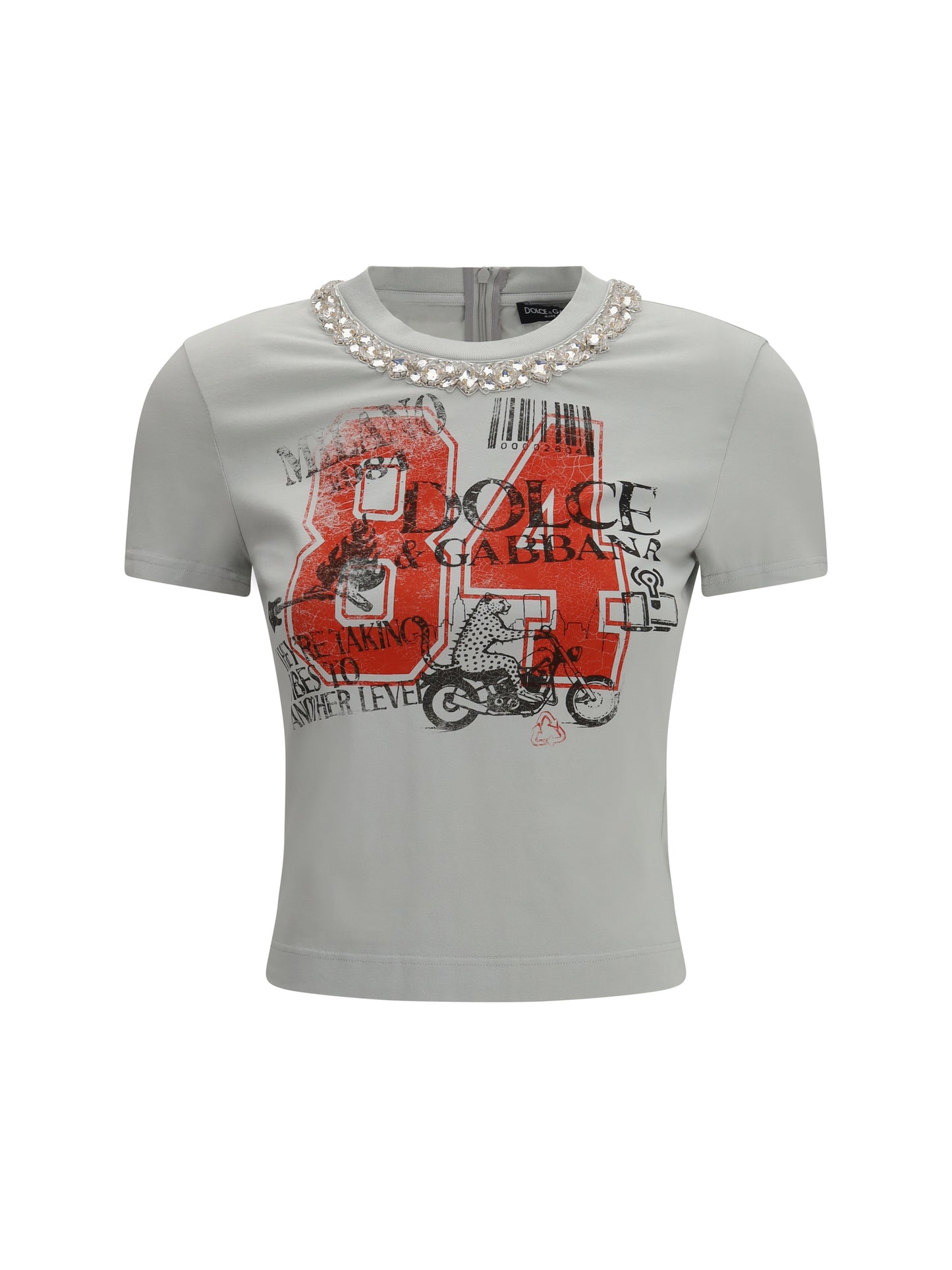 Dolce & Gabbana Women Jersey T-Shirt With Print And Crystals DOLCE & GABBANA