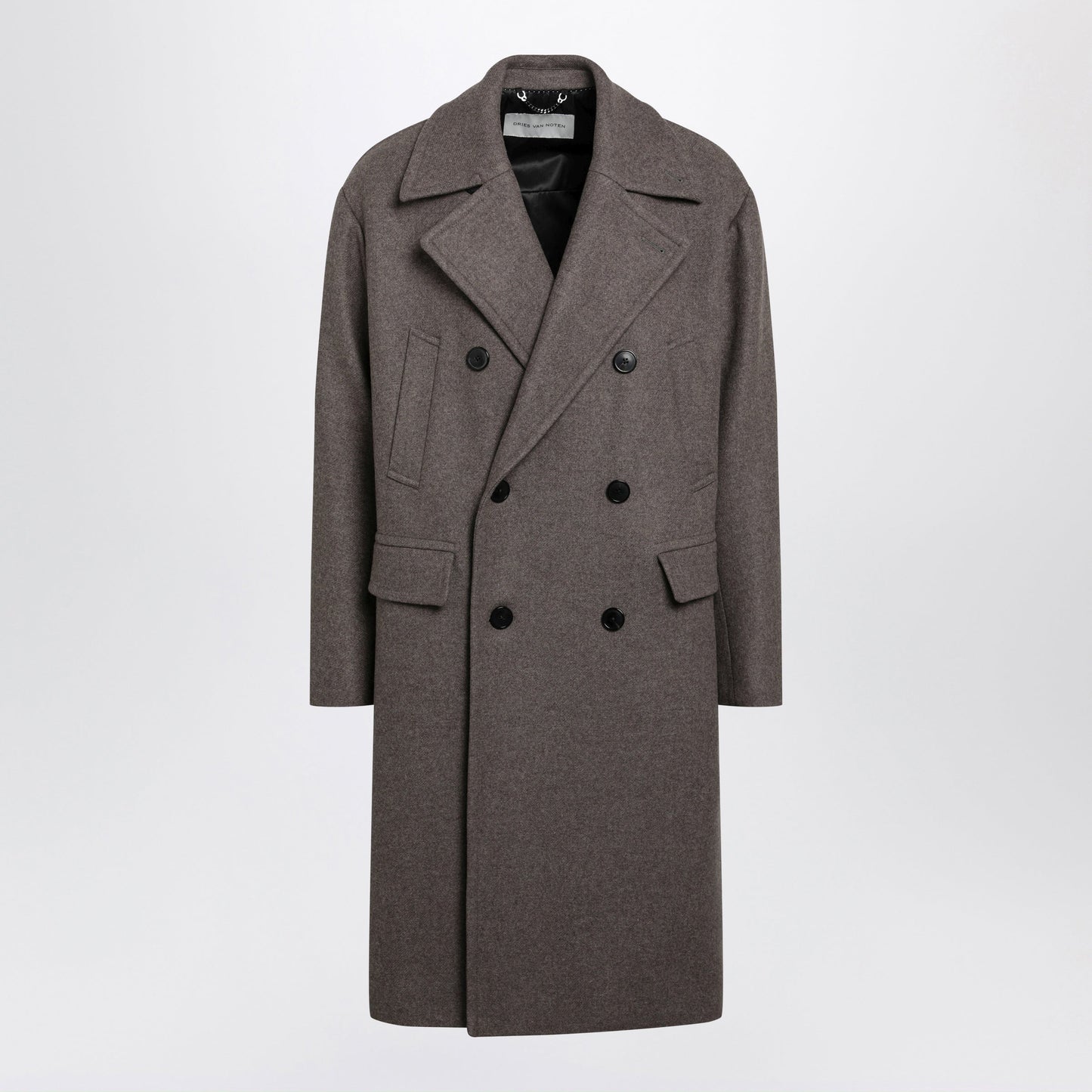 Dries Van Noten Taupe Double-Breasted Coat In A Wool Blend Men DRIES VAN NOTEN