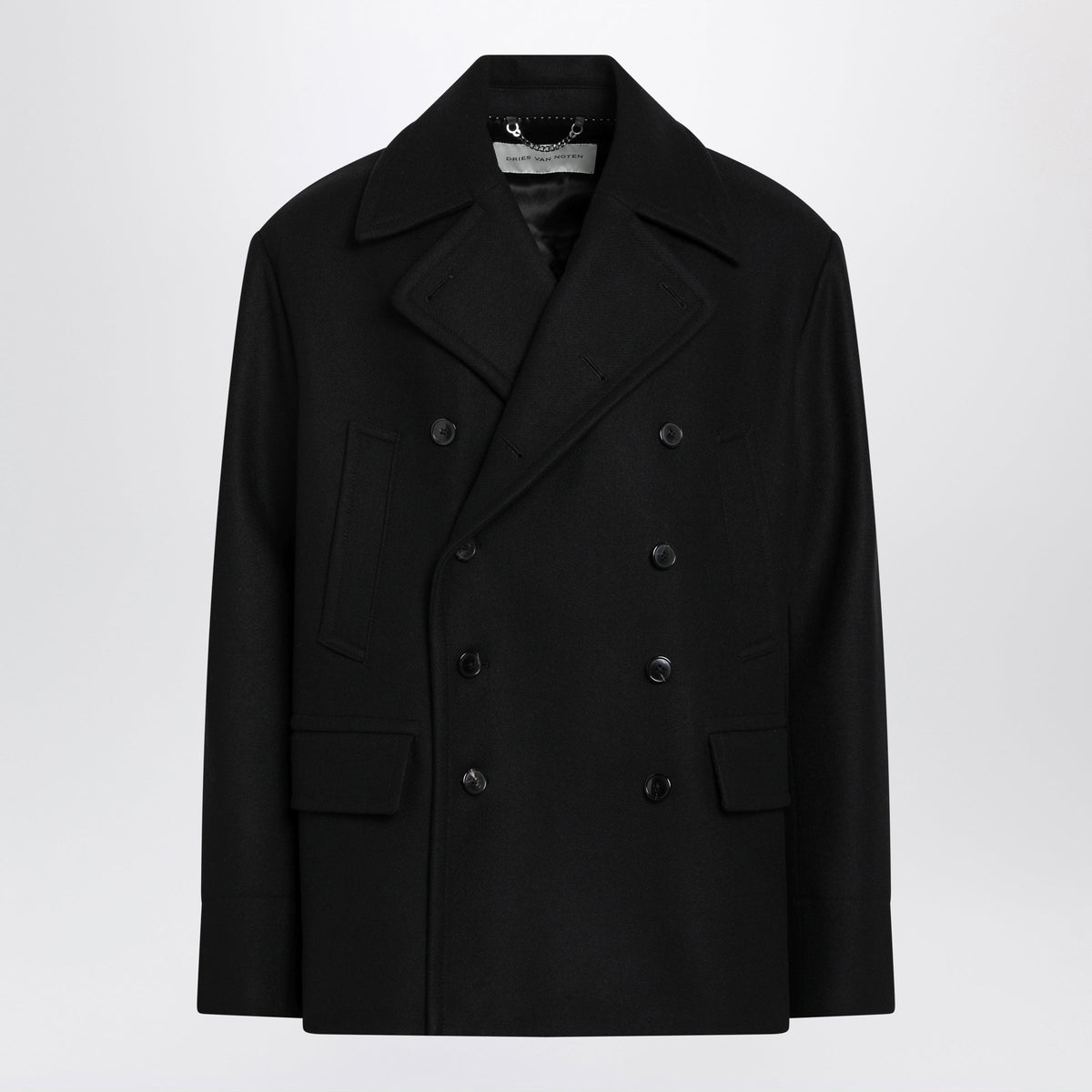 Dries Van Noten Black Wool Blend Coat Men DRIES VAN NOTEN