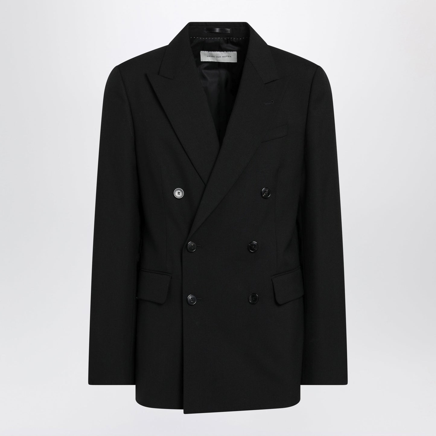 Dries Van Noten Black Double-Breasted Jacket In Wool Men DRIES VAN NOTEN