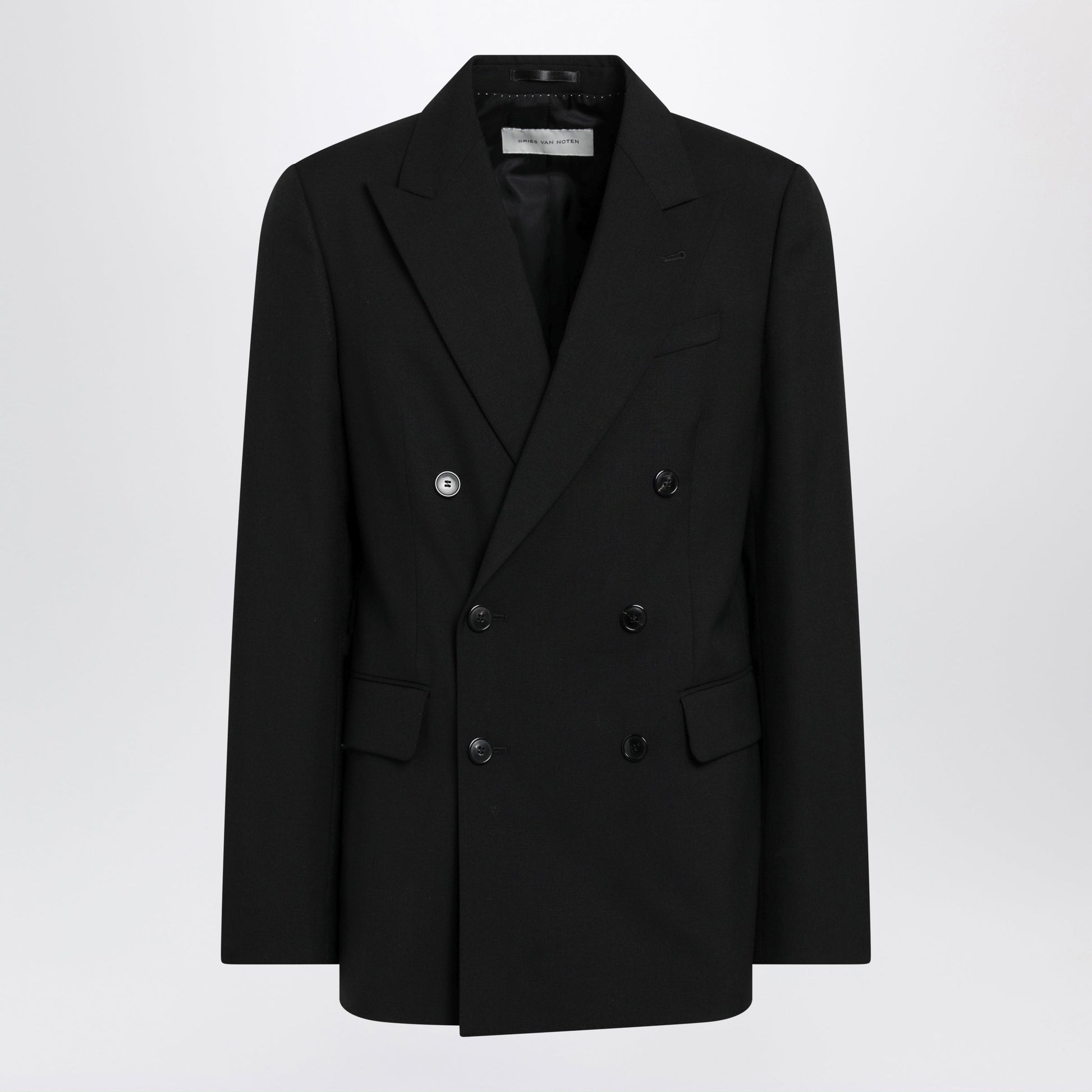 Dries Van Noten Black Double-Breasted Jacket In Wool Men DRIES VAN NOTEN