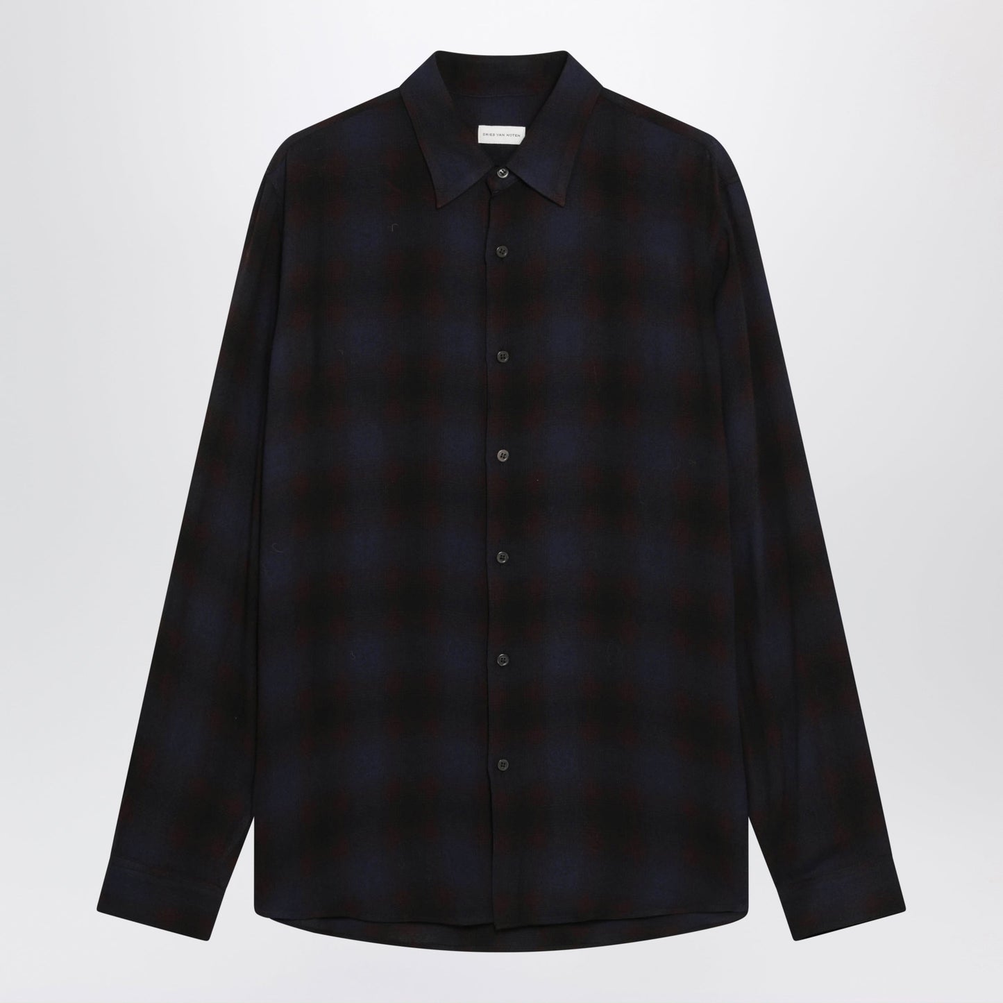 Dries Van Noten Brown Check-Pattern Viscose Shirt Men DRIES VAN NOTEN