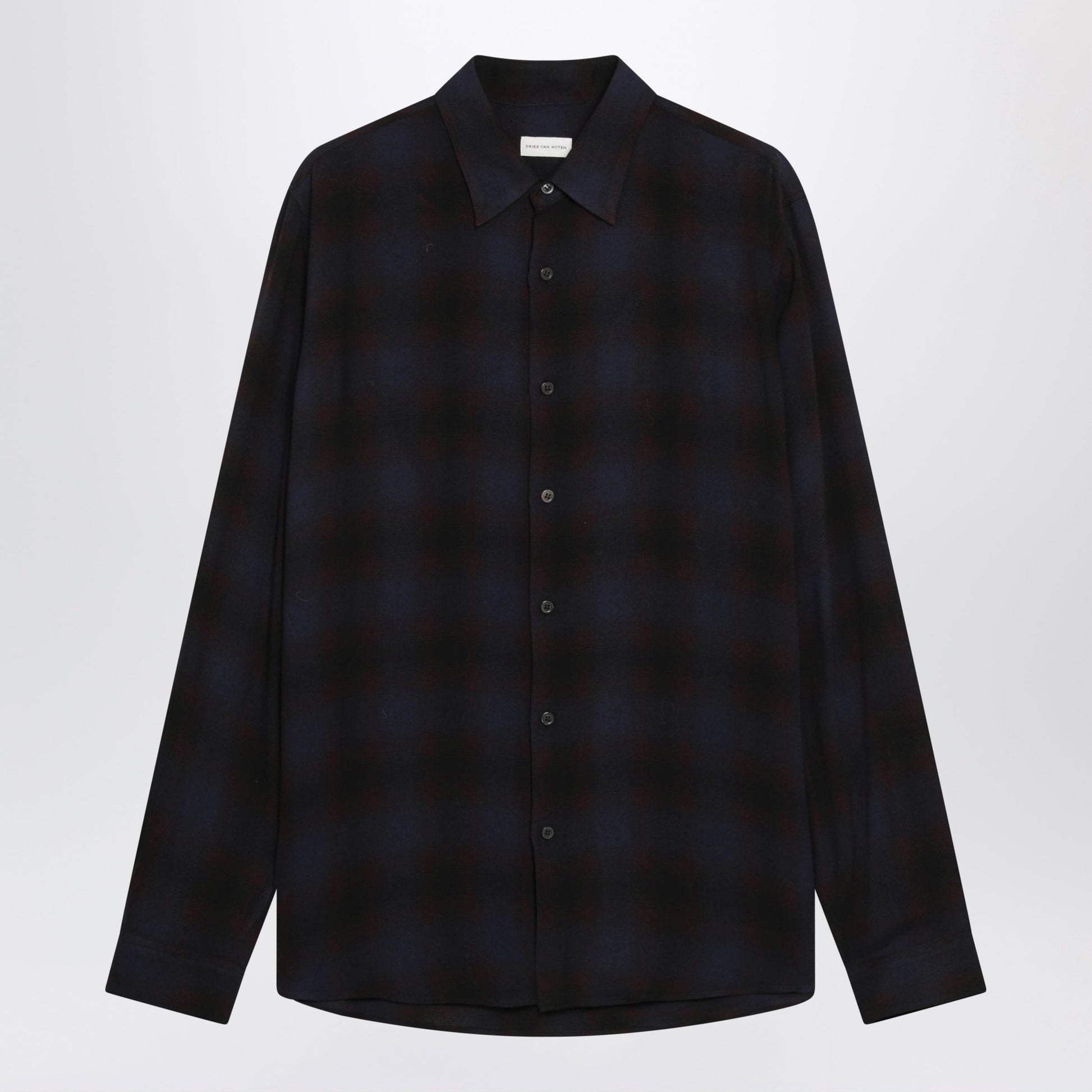 Dries Van Noten Brown Check-Pattern Viscose Shirt Men DRIES VAN NOTEN