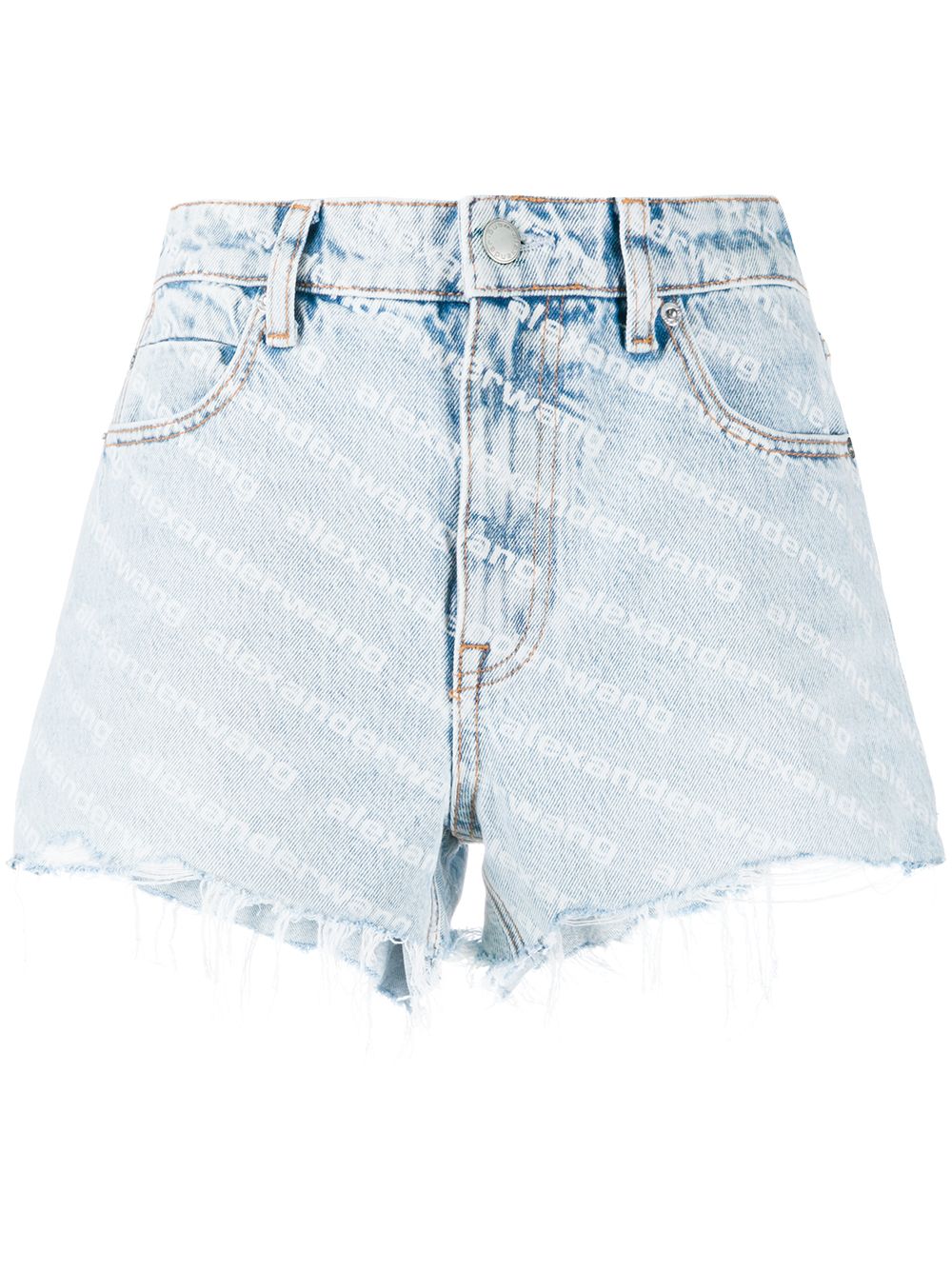 Alexander Wang Women All-Over Logo Printed Denim Shorts ALEXANDER WANG