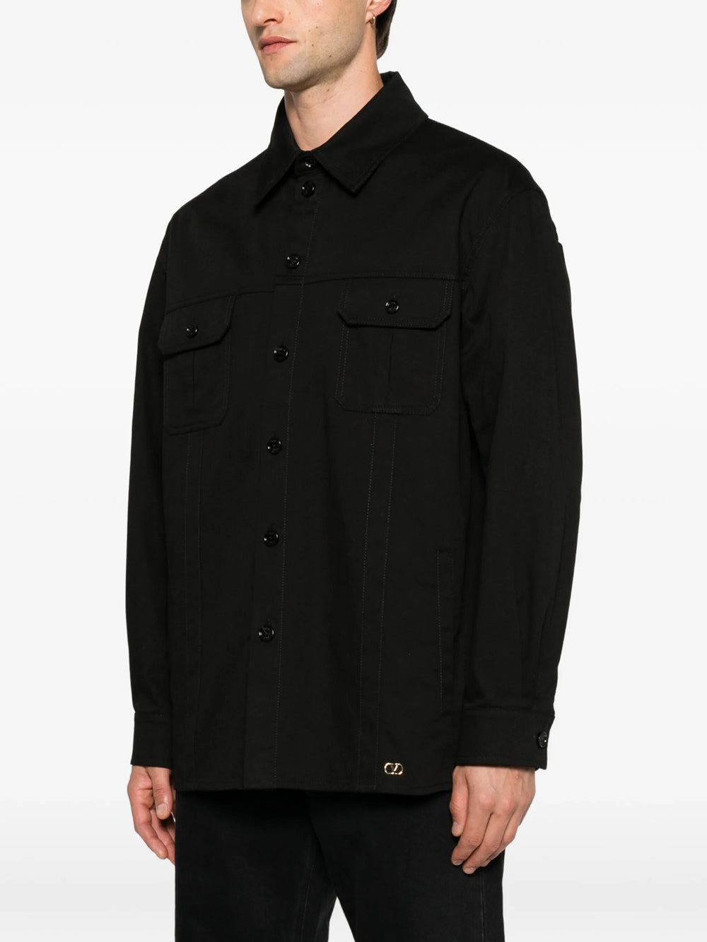 Valentino Garavani Men Valentino Cotton Gabardine Shirt Jacket With Vlogo VALENTINO GARAVANI