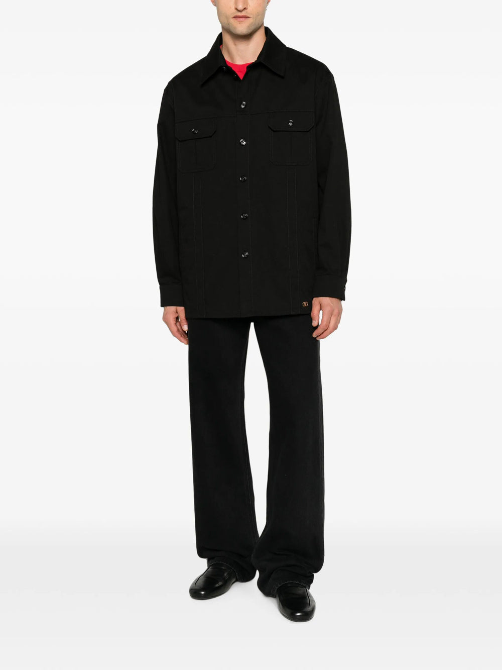 Valentino Garavani Men Valentino Cotton Gabardine Shirt Jacket With Vlogo VALENTINO GARAVANI