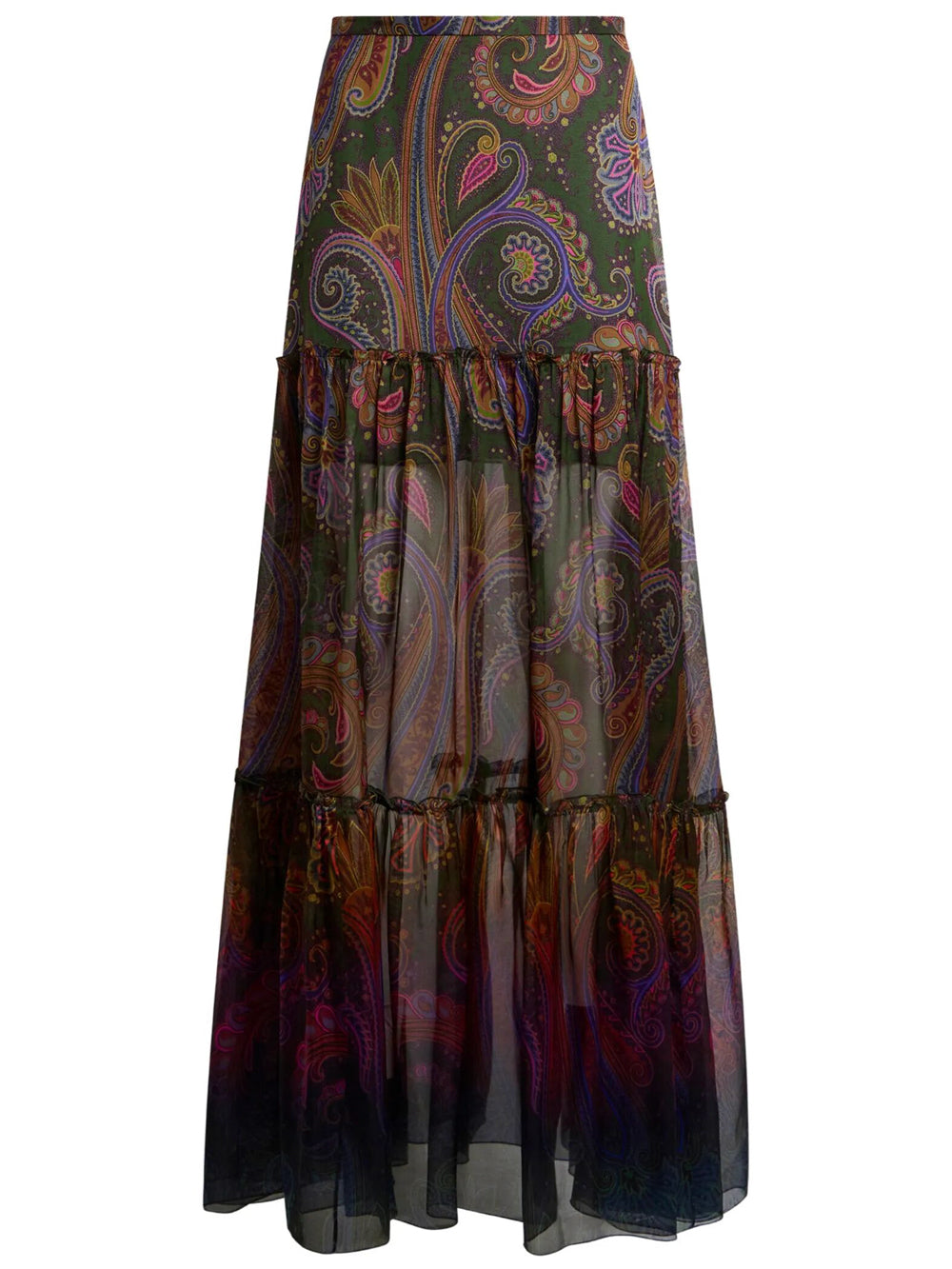 Etro Women Silk Maxi Skirt With Placed Paisley Print ETRO