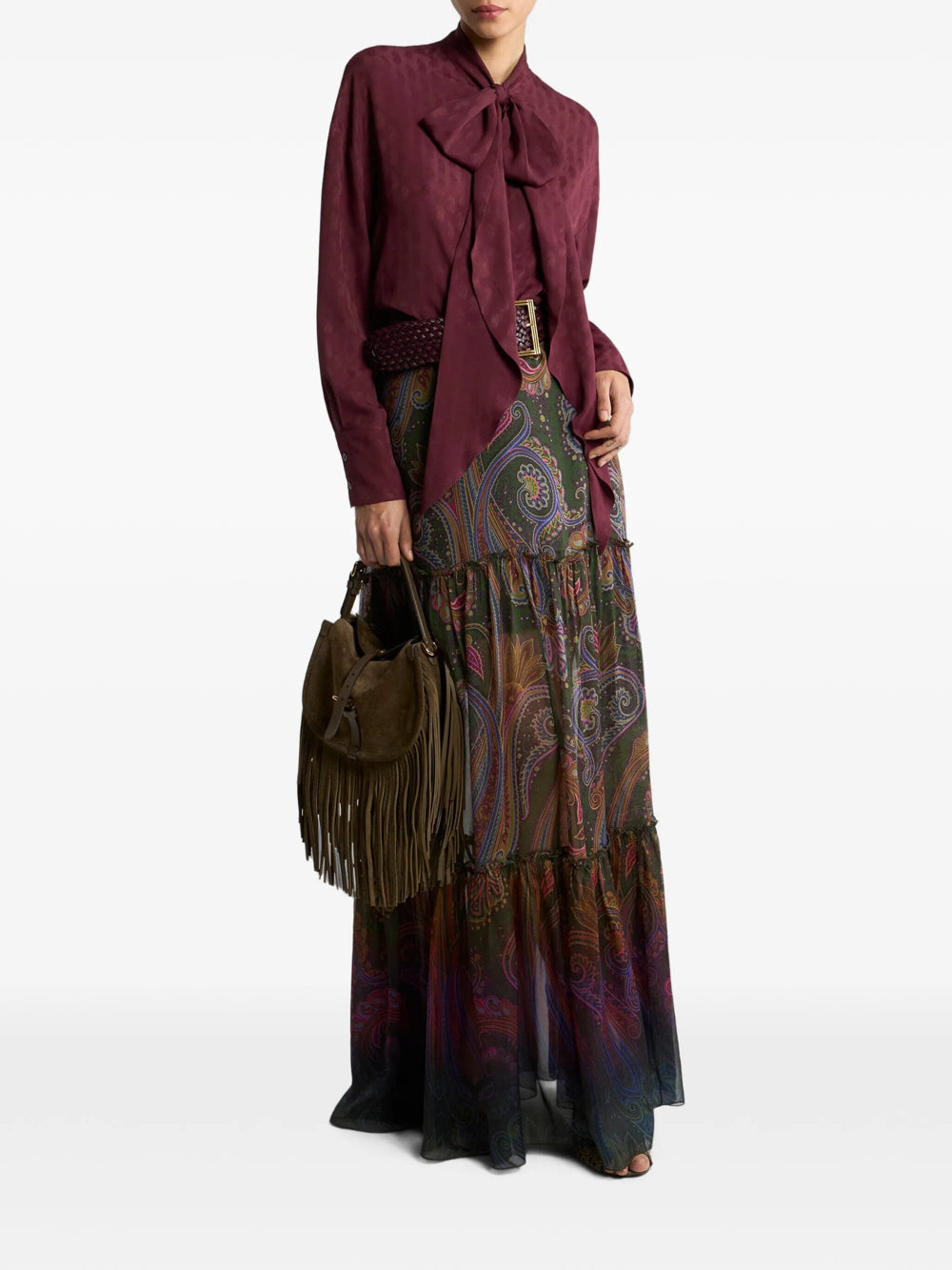 Etro Women Silk Maxi Skirt With Placed Paisley Print ETRO