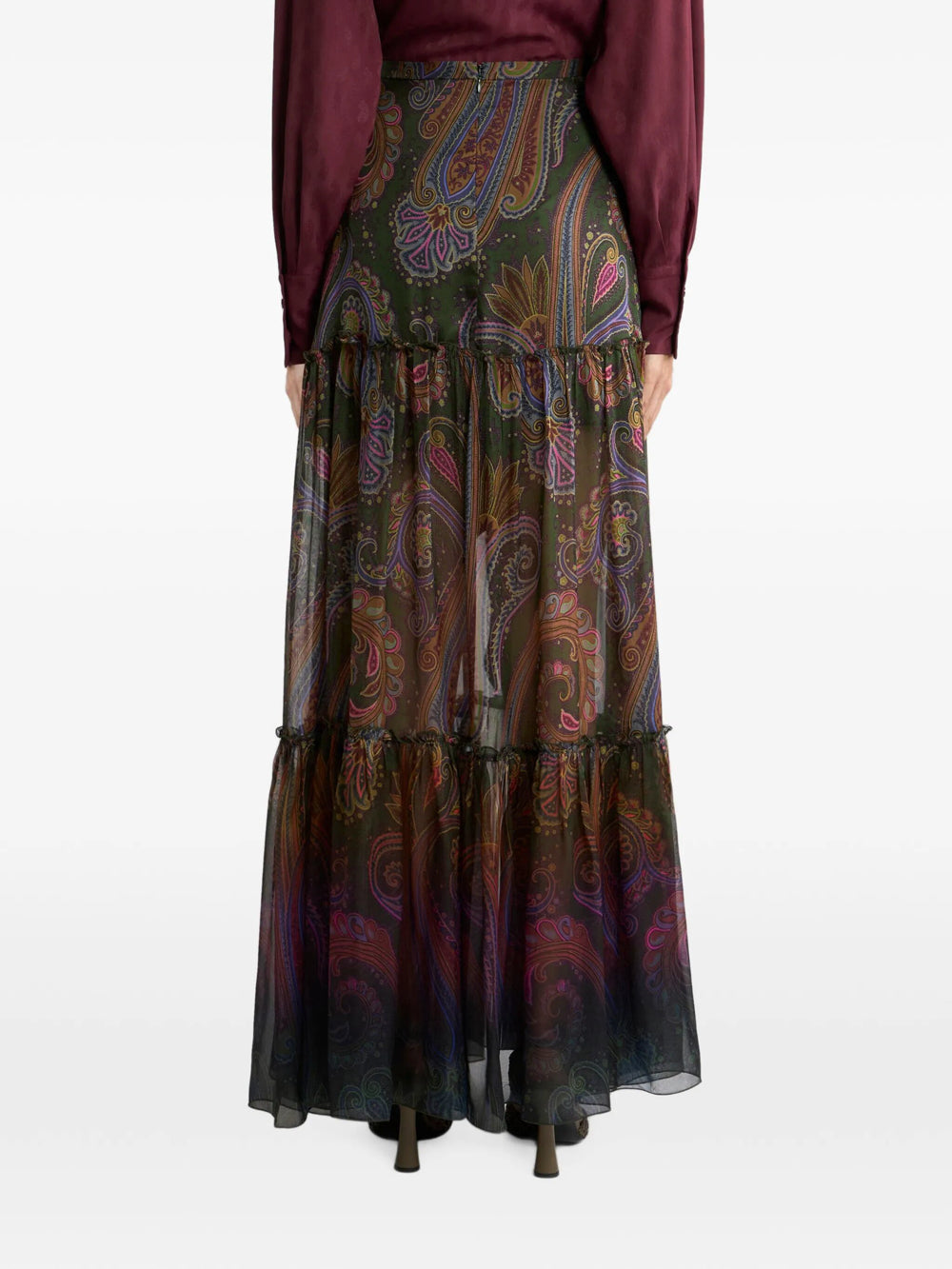 Etro Women Silk Maxi Skirt With Placed Paisley Print ETRO