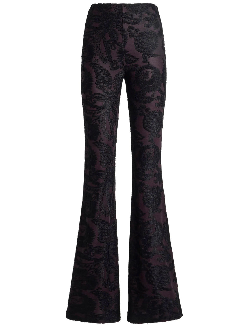 Etro Women Flared Trousers In Chenille Jacquard With Paisley Foliage Motif ETRO
