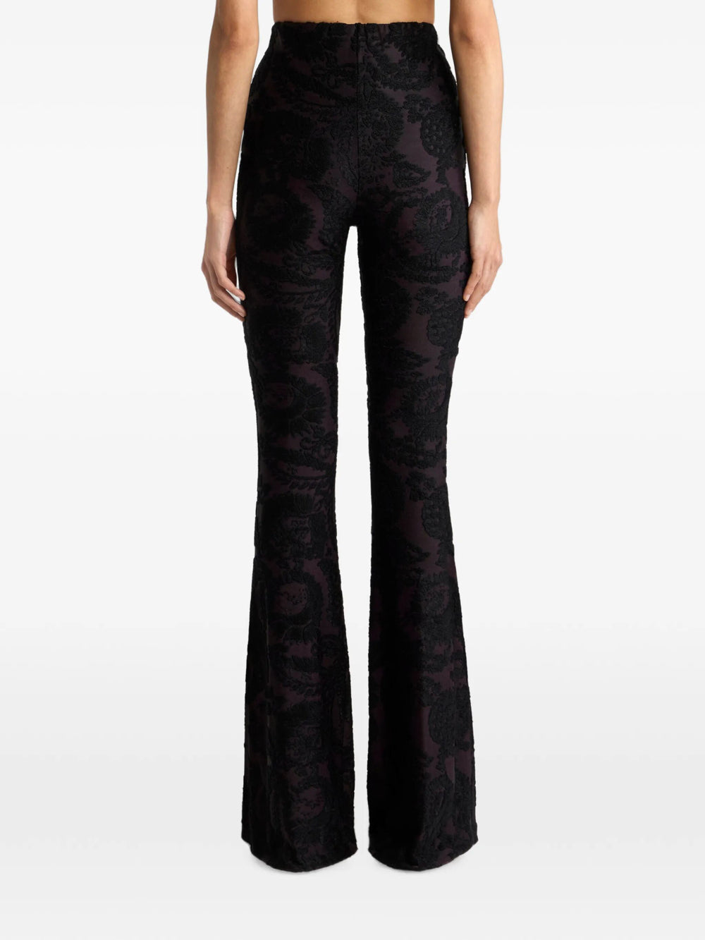 Etro Women Flared Trousers In Chenille Jacquard With Paisley Foliage Motif ETRO