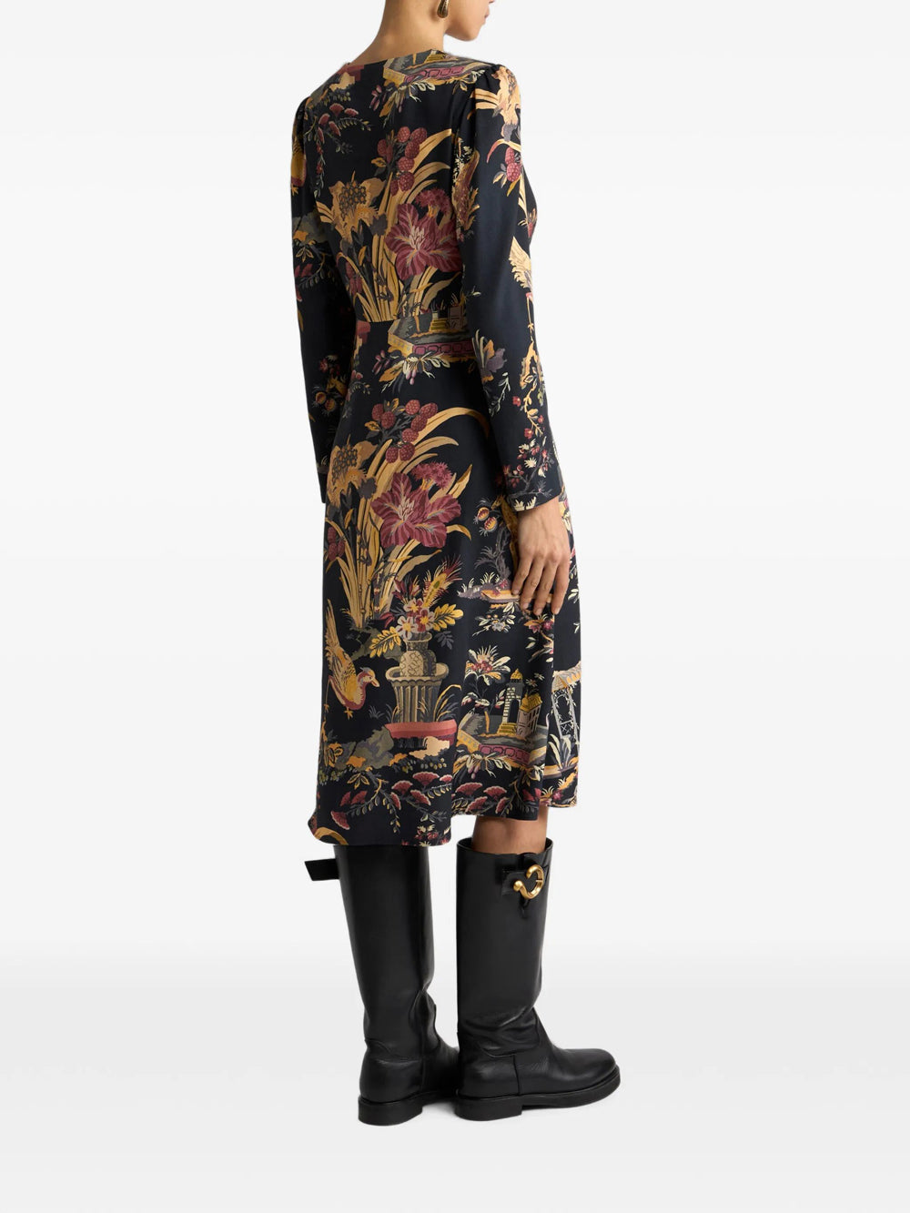 Etro Women Crepe Midi Dress With Flower And Animal Motif ETRO