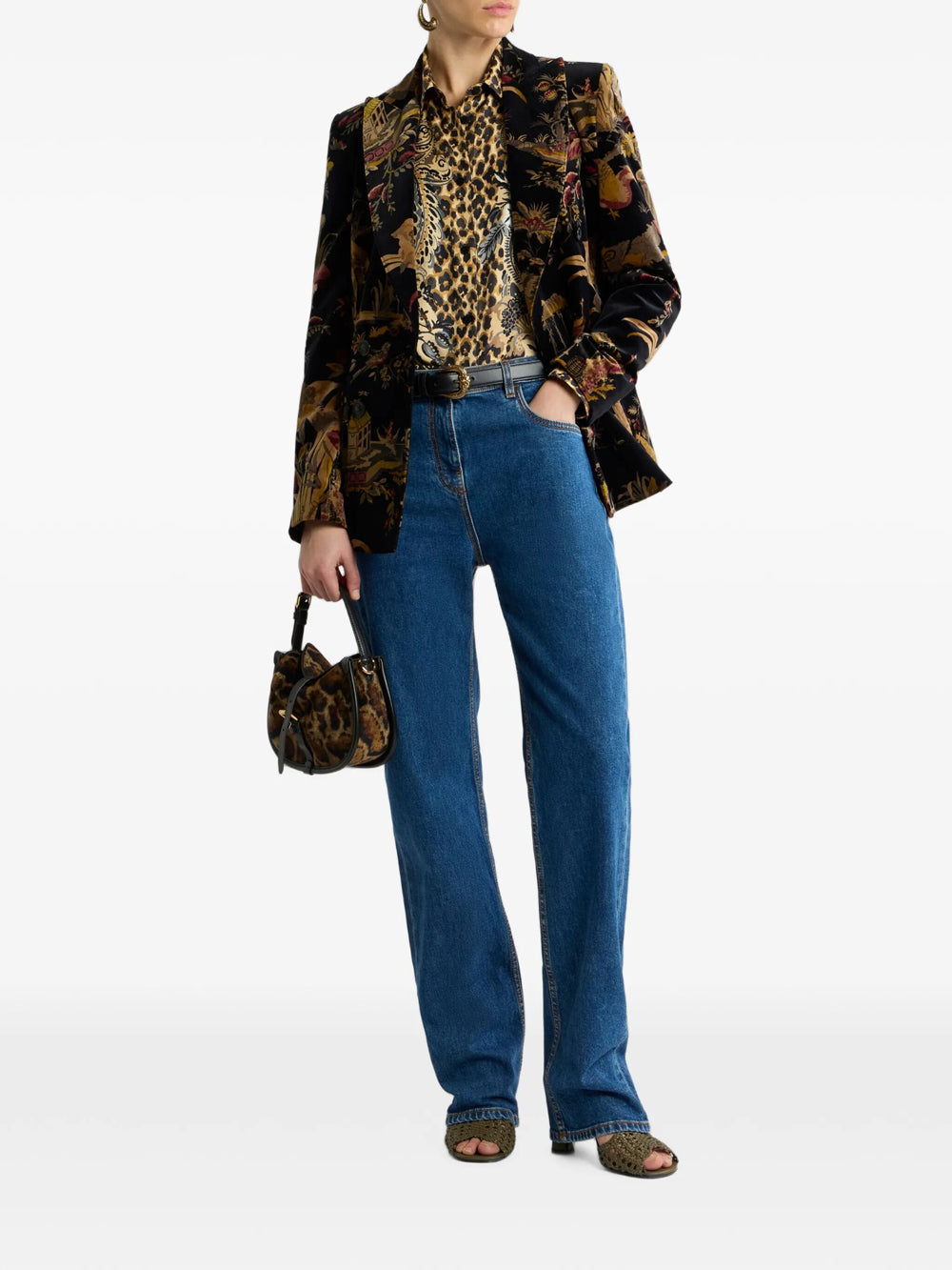Etro Women Silk Shirt With Placed Leopard Print ETRO