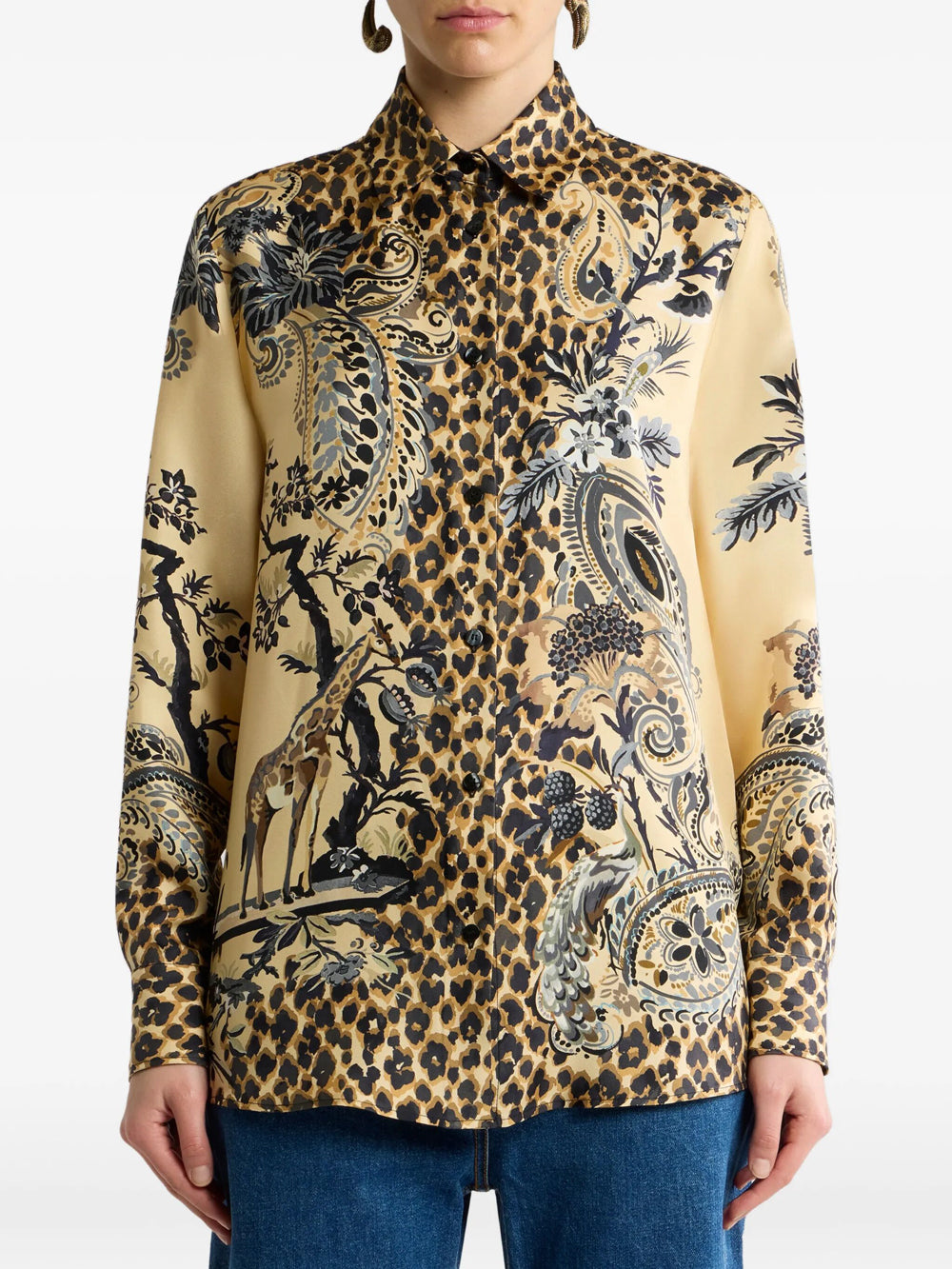 Etro Women Silk Shirt With Placed Leopard Print ETRO