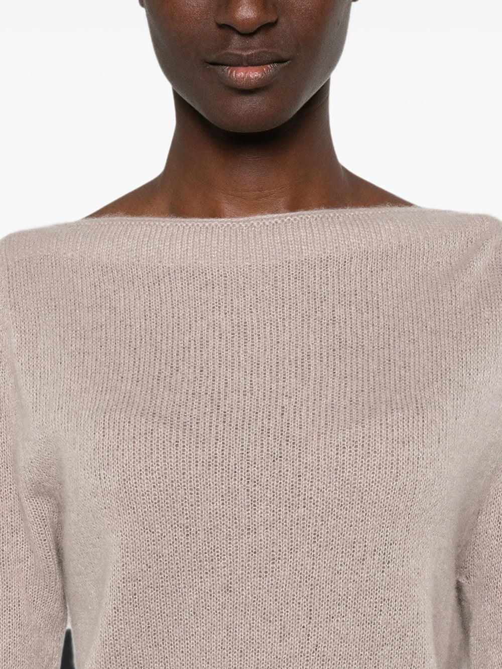Tom Ford Women Long Sleeve Boat Neck Knit With Tom Ford Metal Plaque TOM FORD