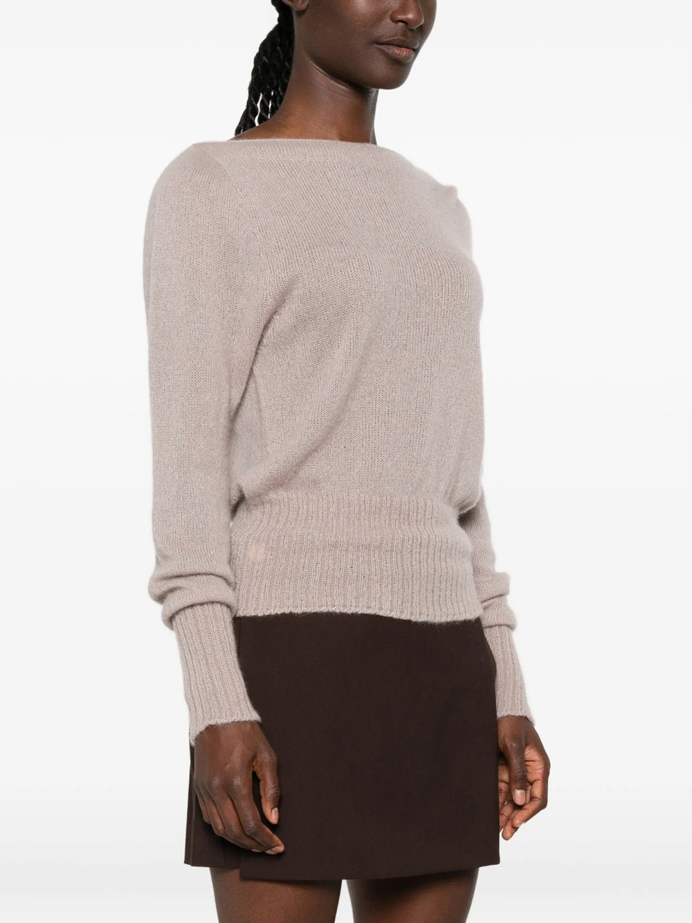 Tom Ford Women Long Sleeve Boat Neck Knit With Tom Ford Metal Plaque TOM FORD