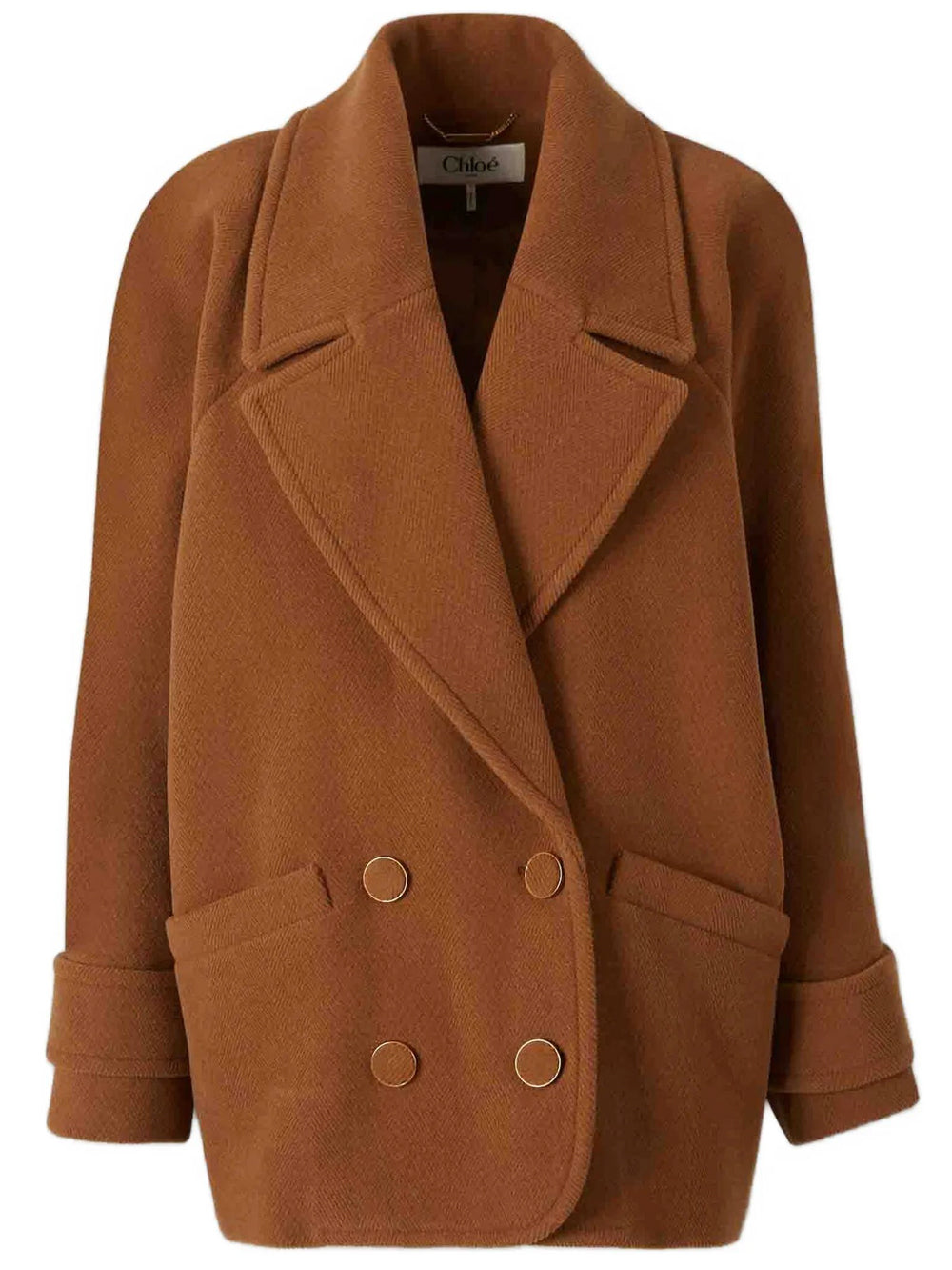 Chloe Women Cappotto Corto Doppiopetto In Lana Con Motivo A Spina Di Pesce CHLOE
