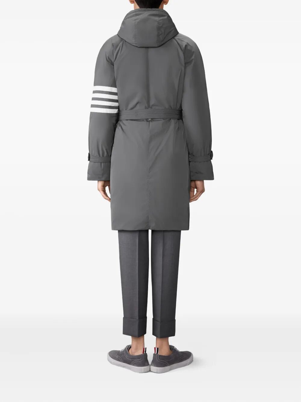Thom Browne Men Poly Twill 4-Bar Hooded Down Parka With Belt THOM BROWNE