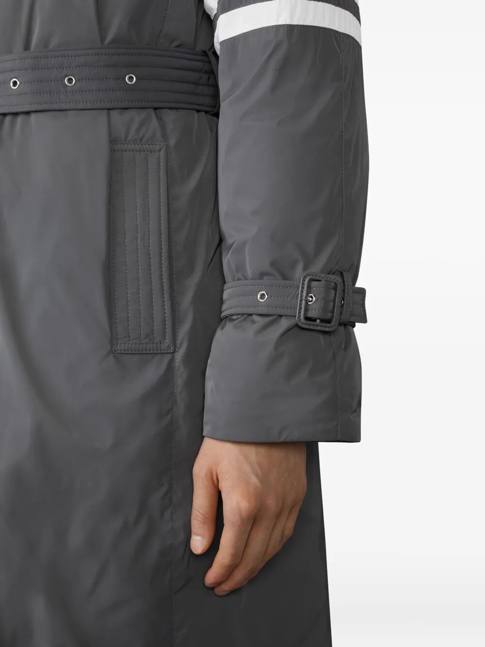 Thom Browne Men Poly Twill 4-Bar Hooded Down Parka With Belt THOM BROWNE