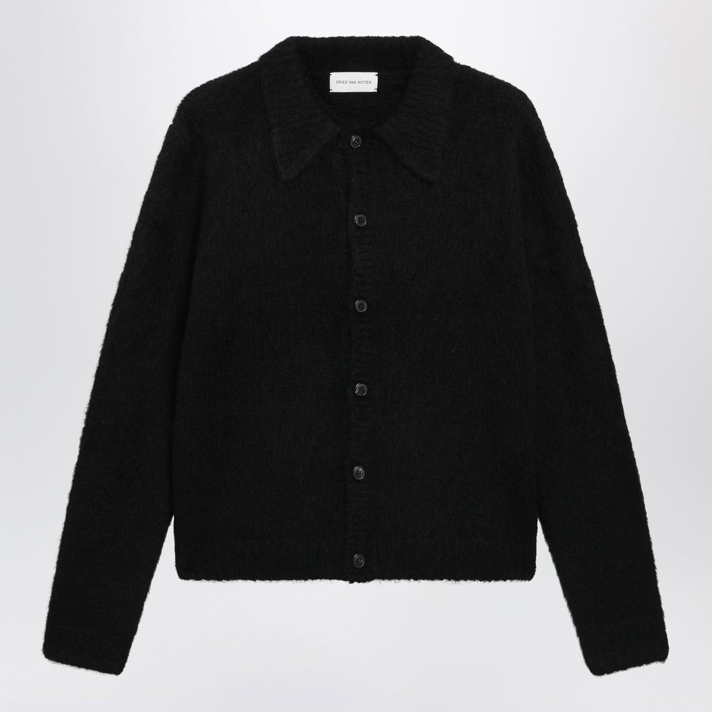 Dries Van Noten Black Long-Sleeved Alpaca Blend Cardigan Men DRIES VAN NOTEN