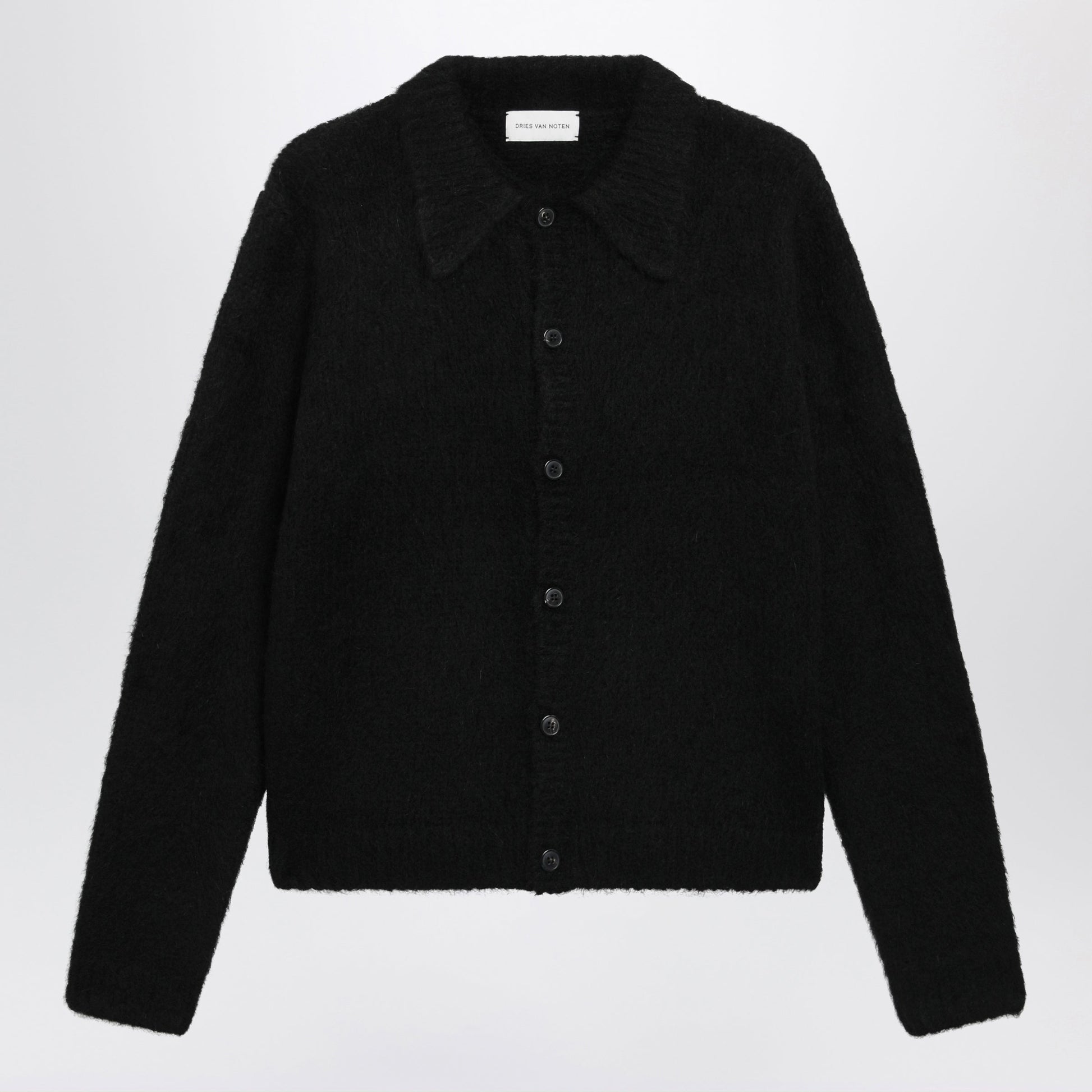 Dries Van Noten Black Long-Sleeved Alpaca Blend Cardigan Men DRIES VAN NOTEN