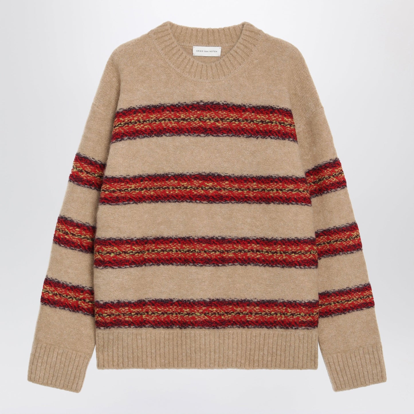 Dries Van Noten Beige Striped Wool-Blend Sweater Men DRIES VAN NOTEN