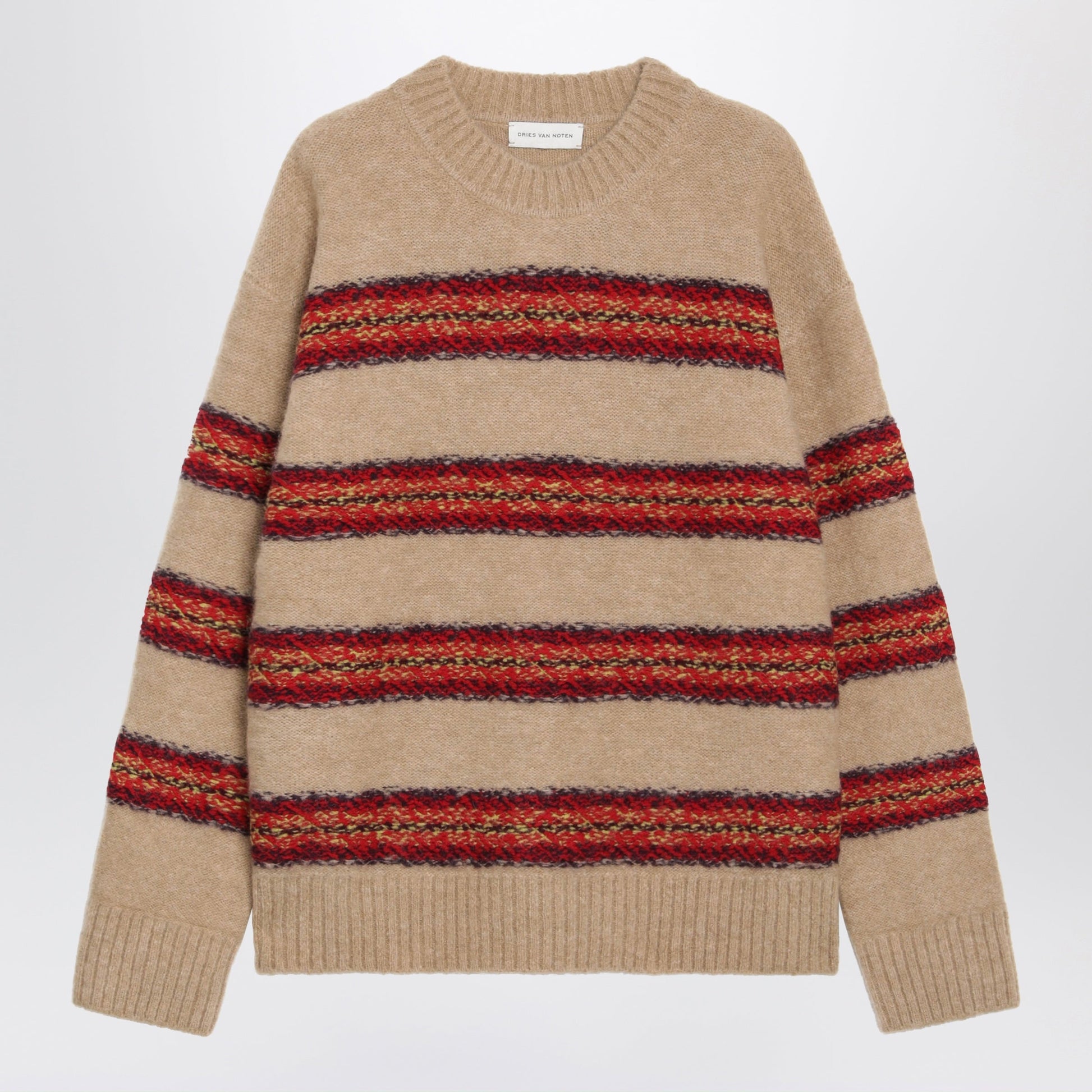 Dries Van Noten Beige Striped Wool-Blend Sweater Men DRIES VAN NOTEN