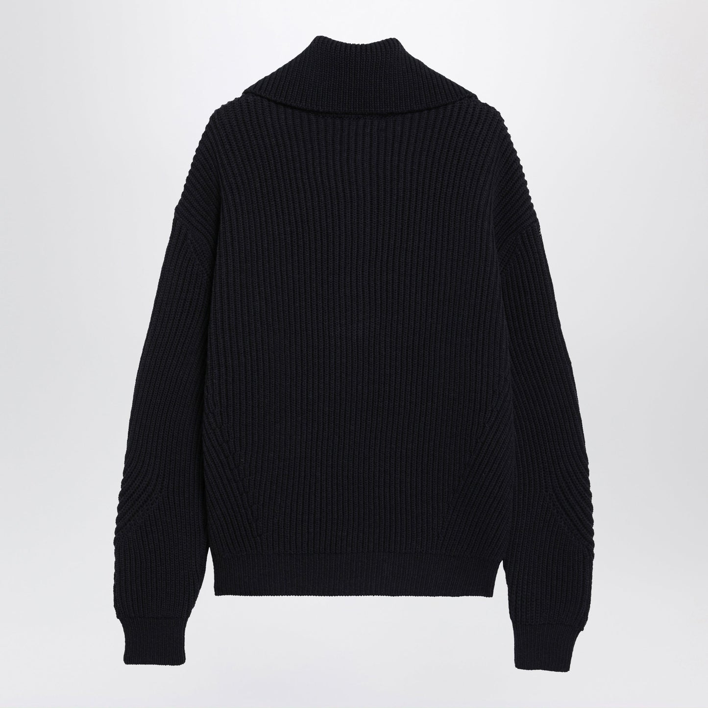 Dries Van Noten Navy Blue Ribbed Sweater In Wool Men DRIES VAN NOTEN