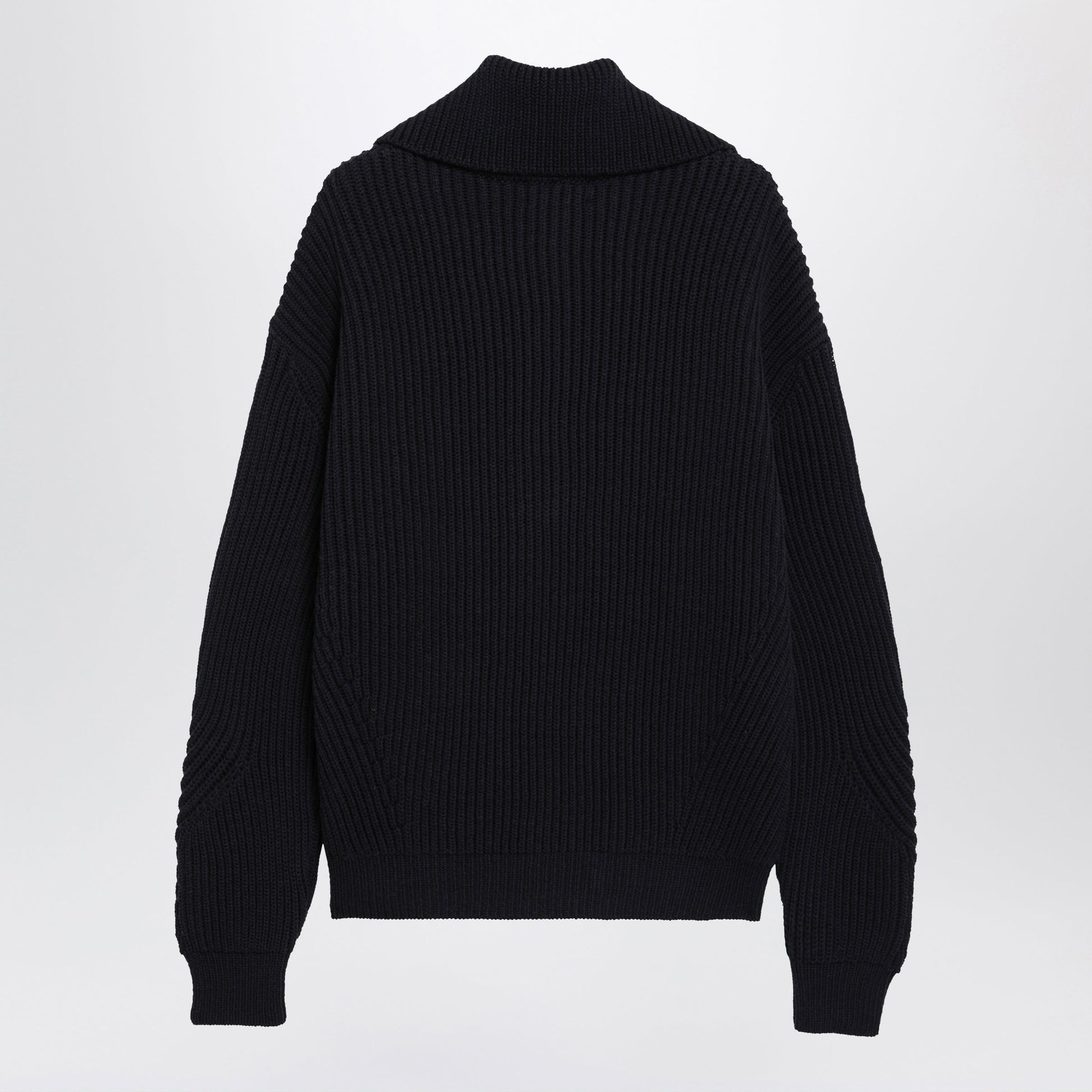 Dries Van Noten Navy Blue Ribbed Sweater In Wool Men DRIES VAN NOTEN