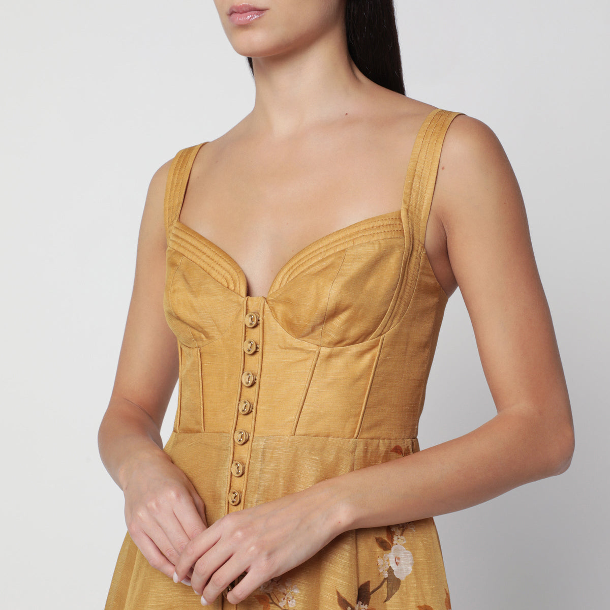 Zimmermann Momentum Midi Dress In Silk And Linen With Textured Detailing Women ZIMMERMANN