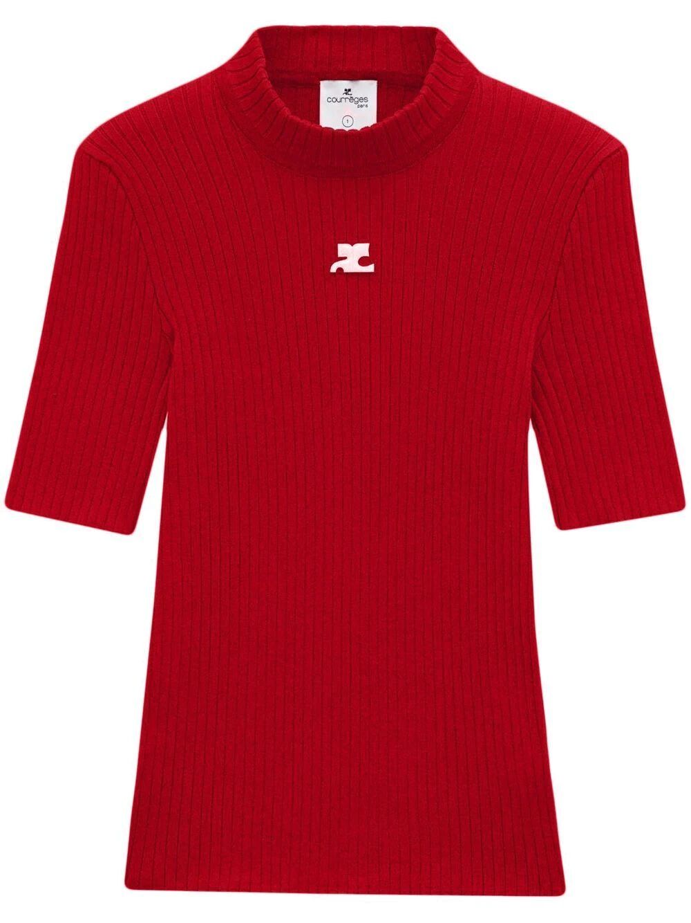 Courreges Women Reedition Short Sleeves Ribbed Knitted Sweater COURREGES