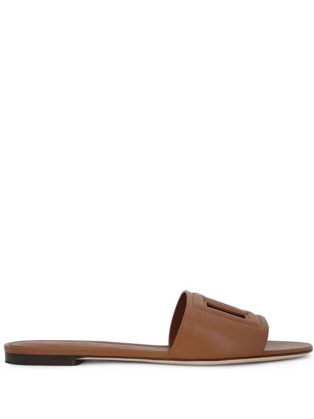 Dolce & Gabbana Women Dg Millennials Logo Leather Flat Slides DOLCE & GABBANA