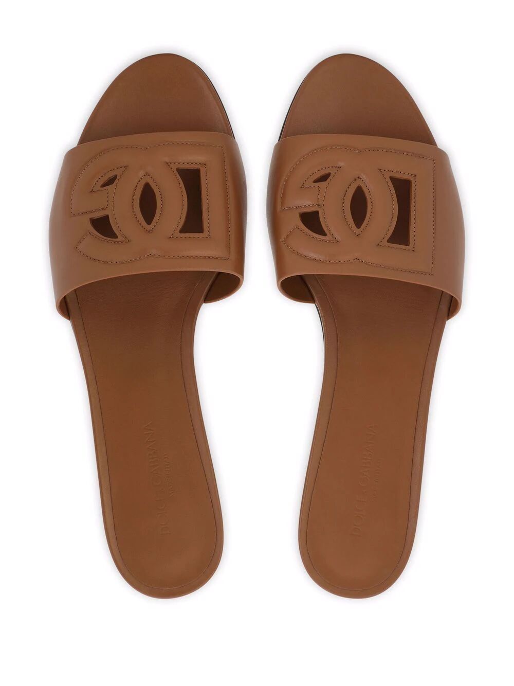 Dolce & Gabbana Women Dg Millennials Logo Leather Flat Slides DOLCE & GABBANA