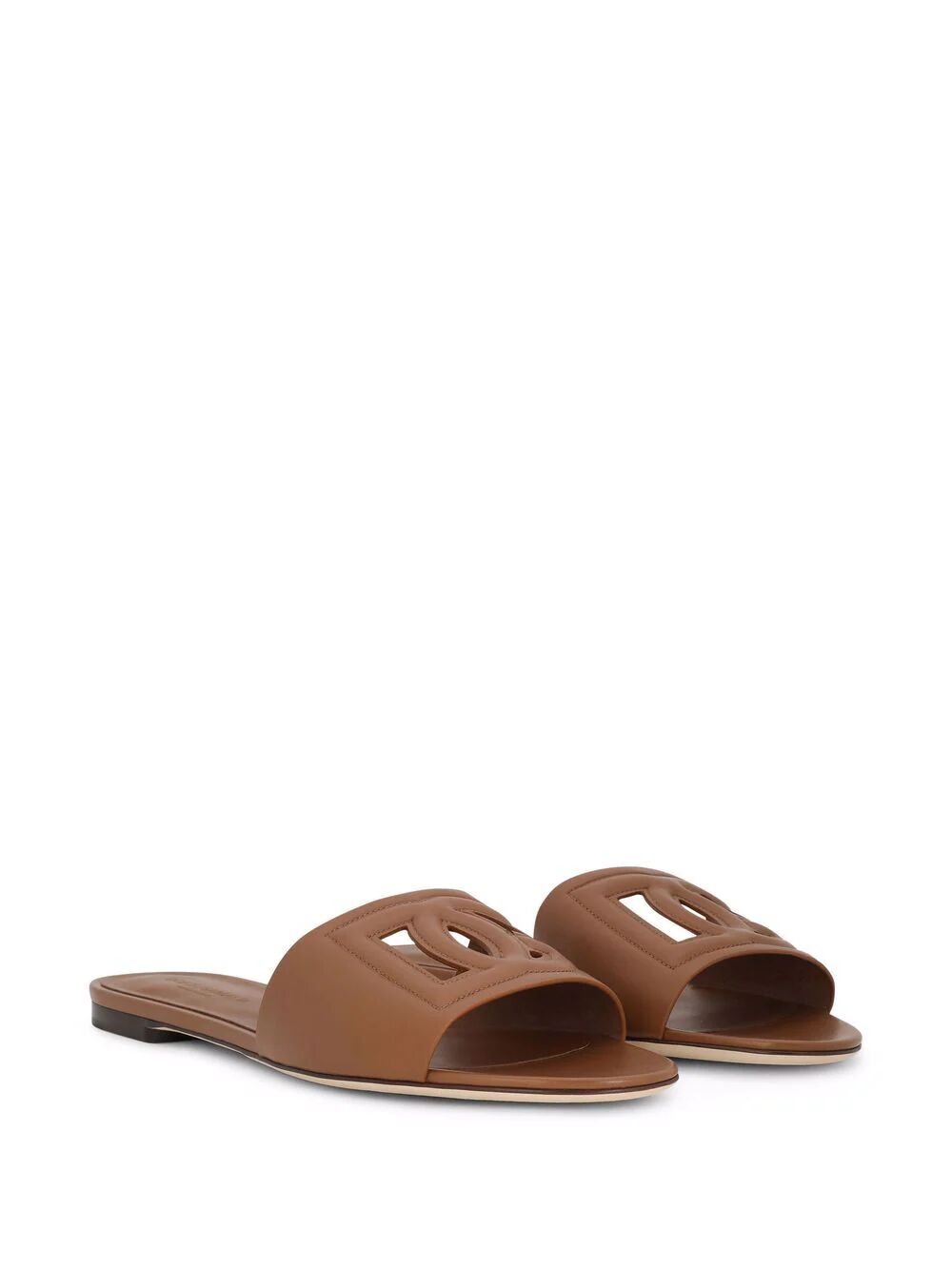 Dolce & Gabbana Women Dg Millennials Logo Leather Flat Slides DOLCE & GABBANA
