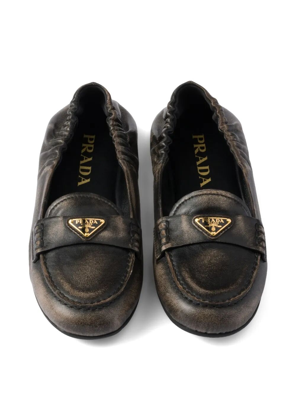 Prada Women Deconstructed And Flexible Nappa Leather Loafers PRADA