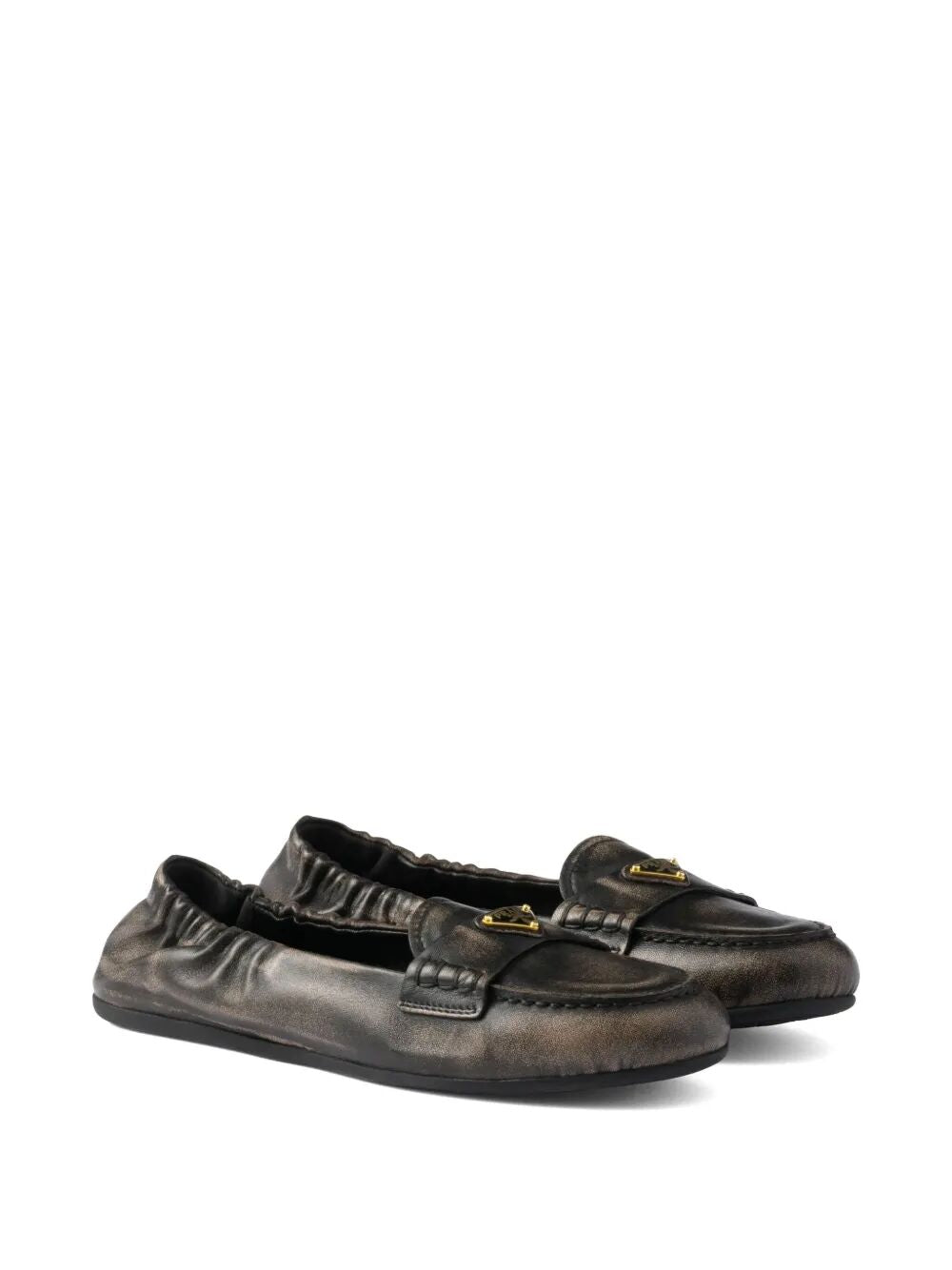 Prada Women Deconstructed And Flexible Nappa Leather Loafers PRADA