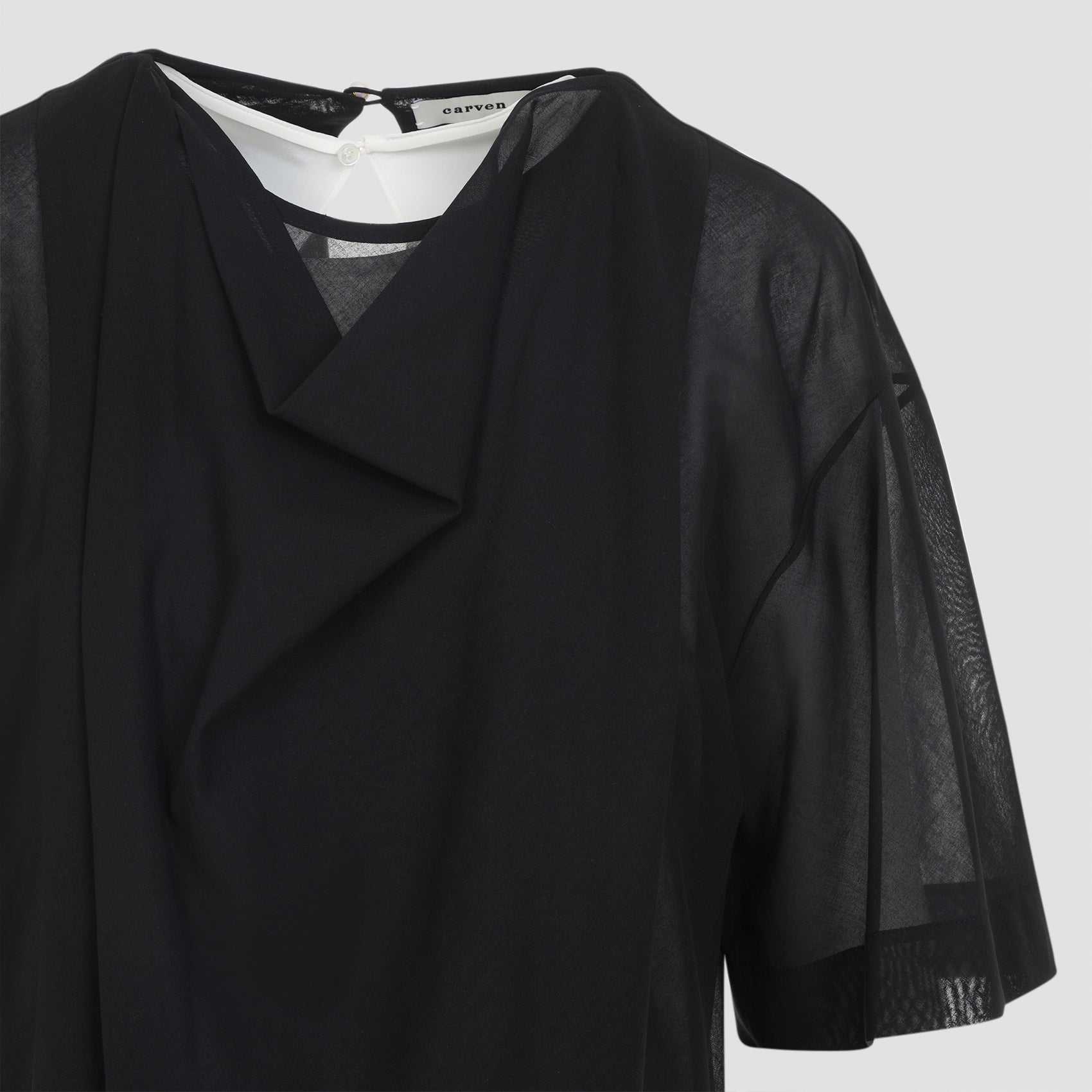 Carven Sheer Draped Midi Dress Women CARVEN