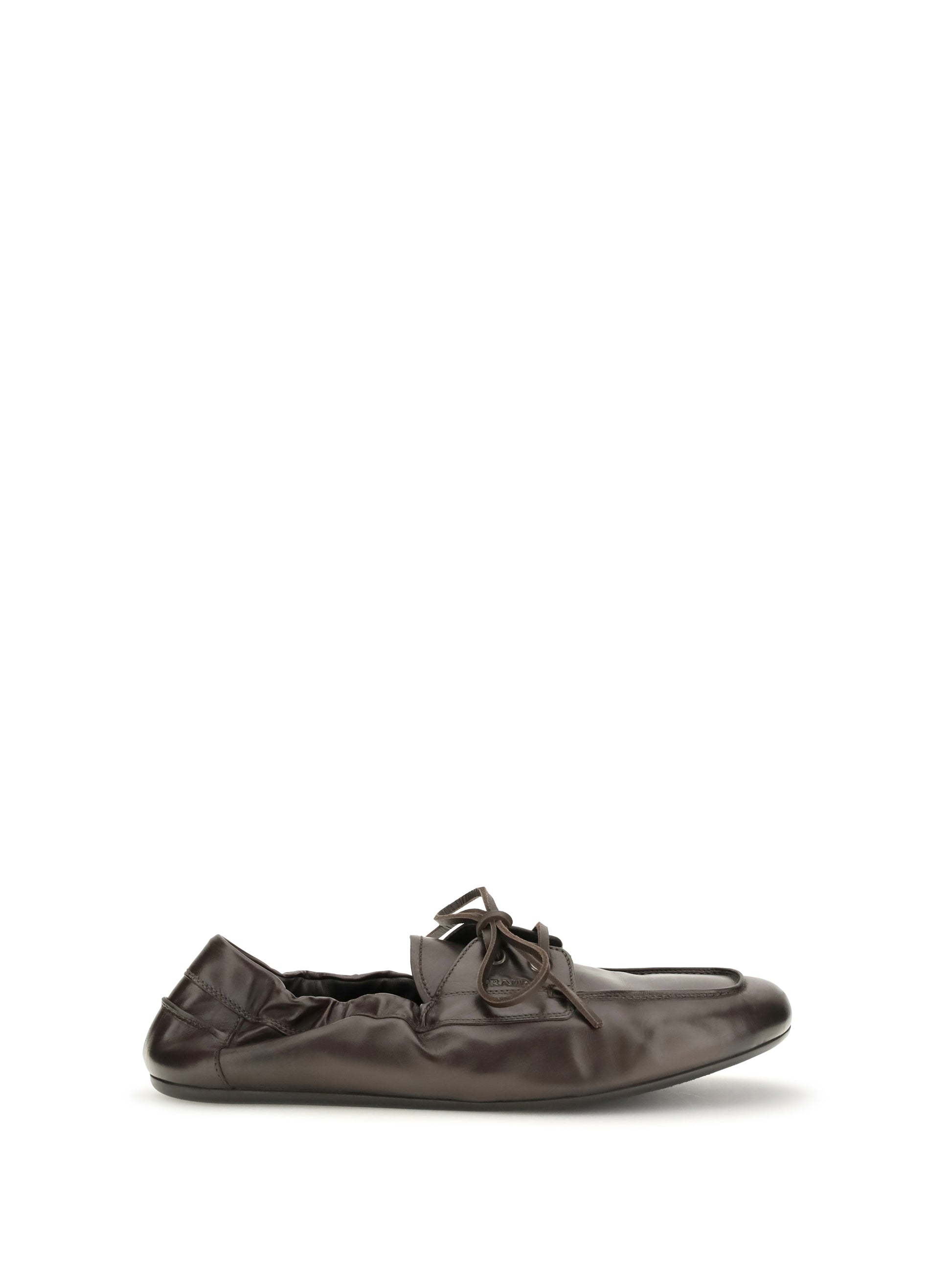 Prada Men Aged Leather Lace-Up Sneakers PRADA