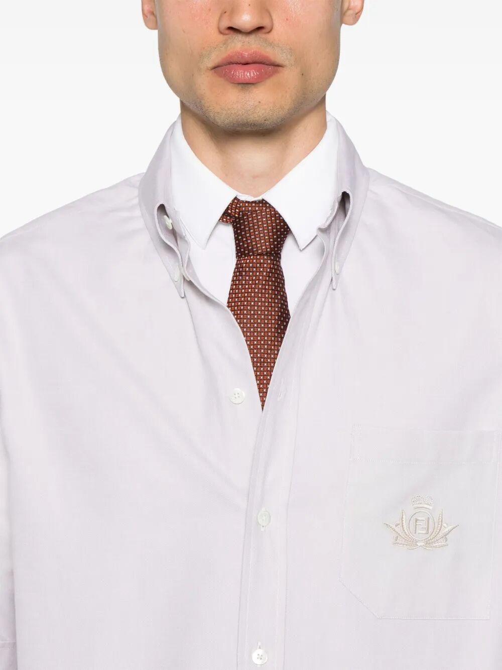 Fendi Men Fendi Crest Oxford Cotton Shirt FENDI