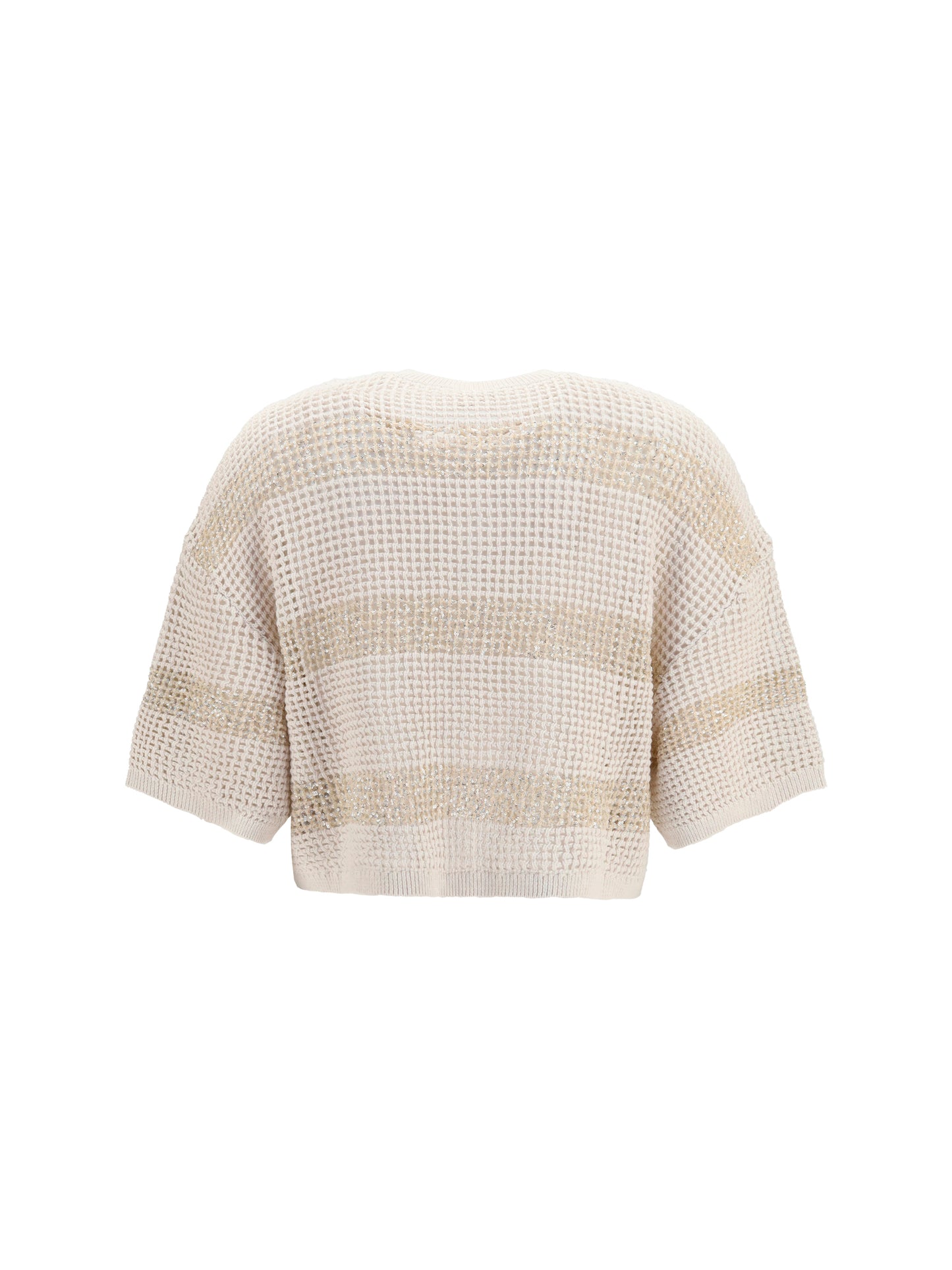 Brunello Cucinelli Women Striped Openwork Cotton Cardigan