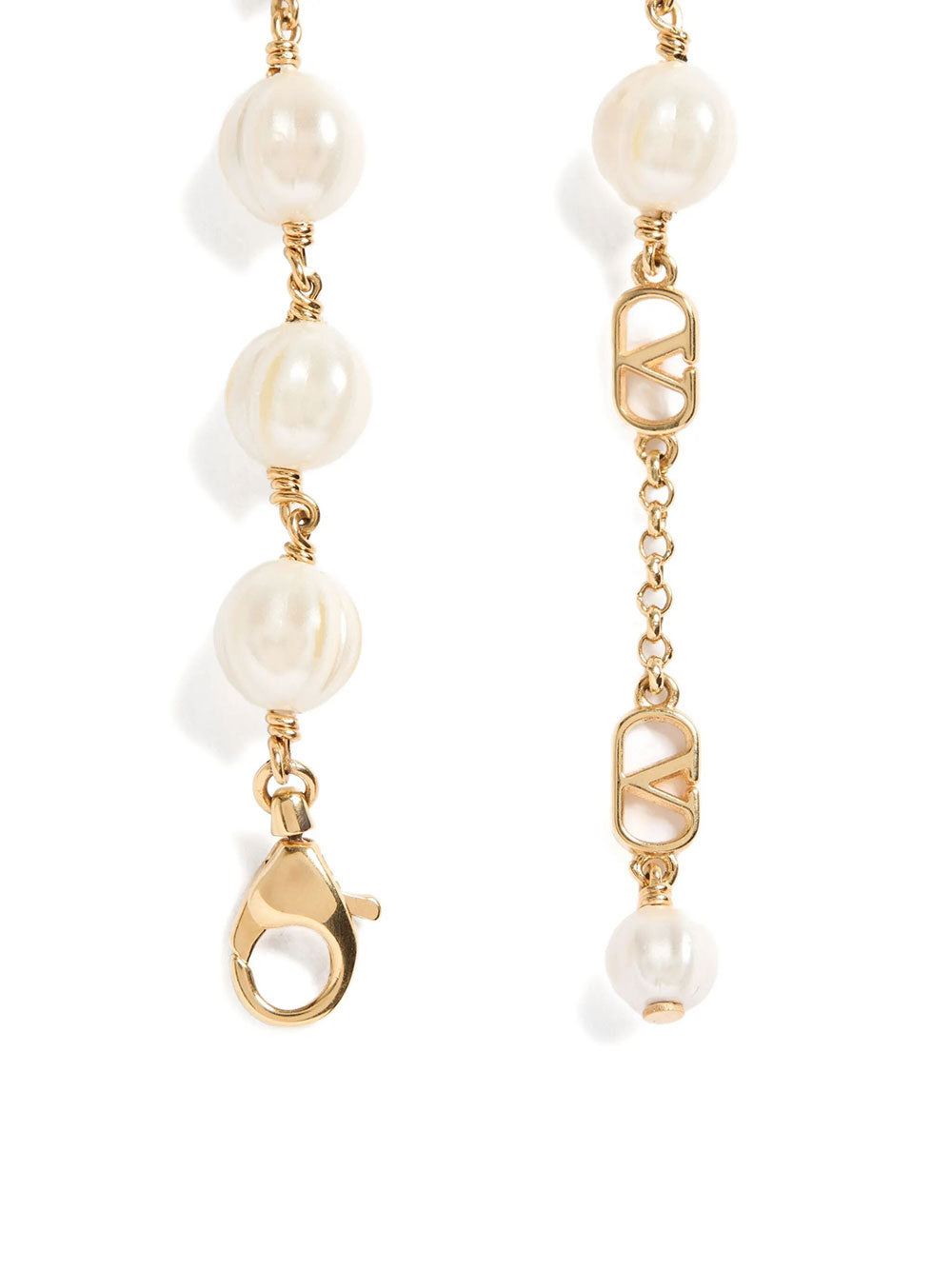 Valentino Garavani Women Bracciale Vlogo Signature In Metallo E Perle In Vetro VALENTINO GARAVANI