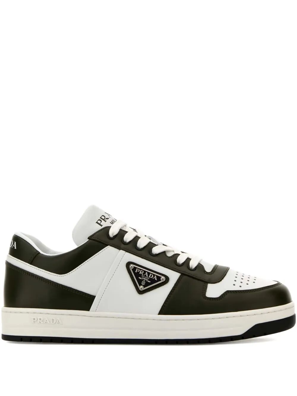 Prada Men Downtown Two-Tone Leather Sneakers PRADA