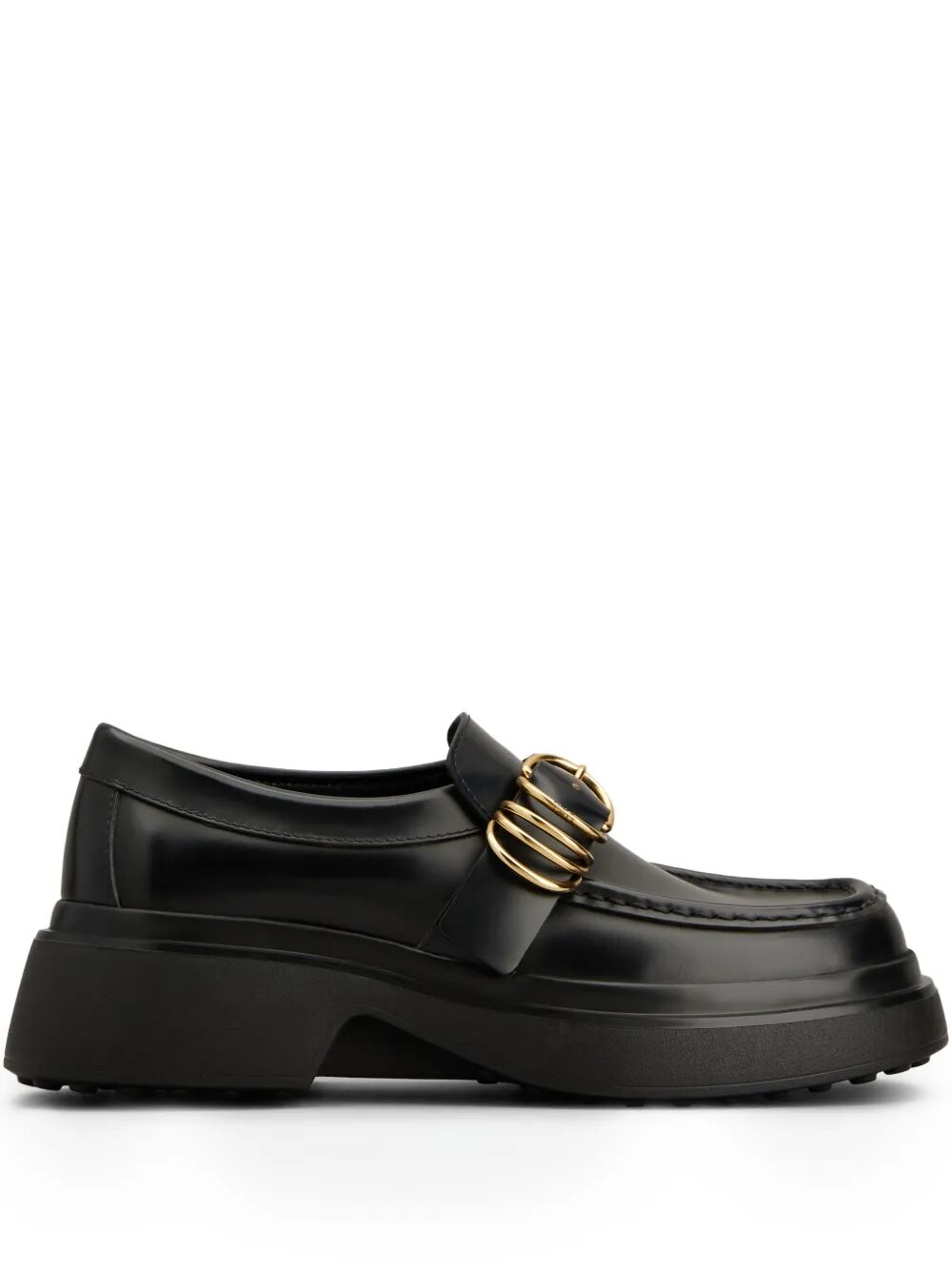 Tod's Women Leather Chunky Loafers With Metal Buckle And Rings TOD'S