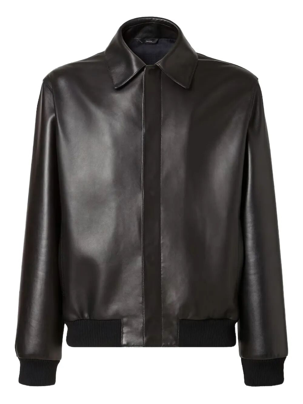 Fendi Men Leather Bluson With Maxi Fendi Lettering Embroidery FENDI